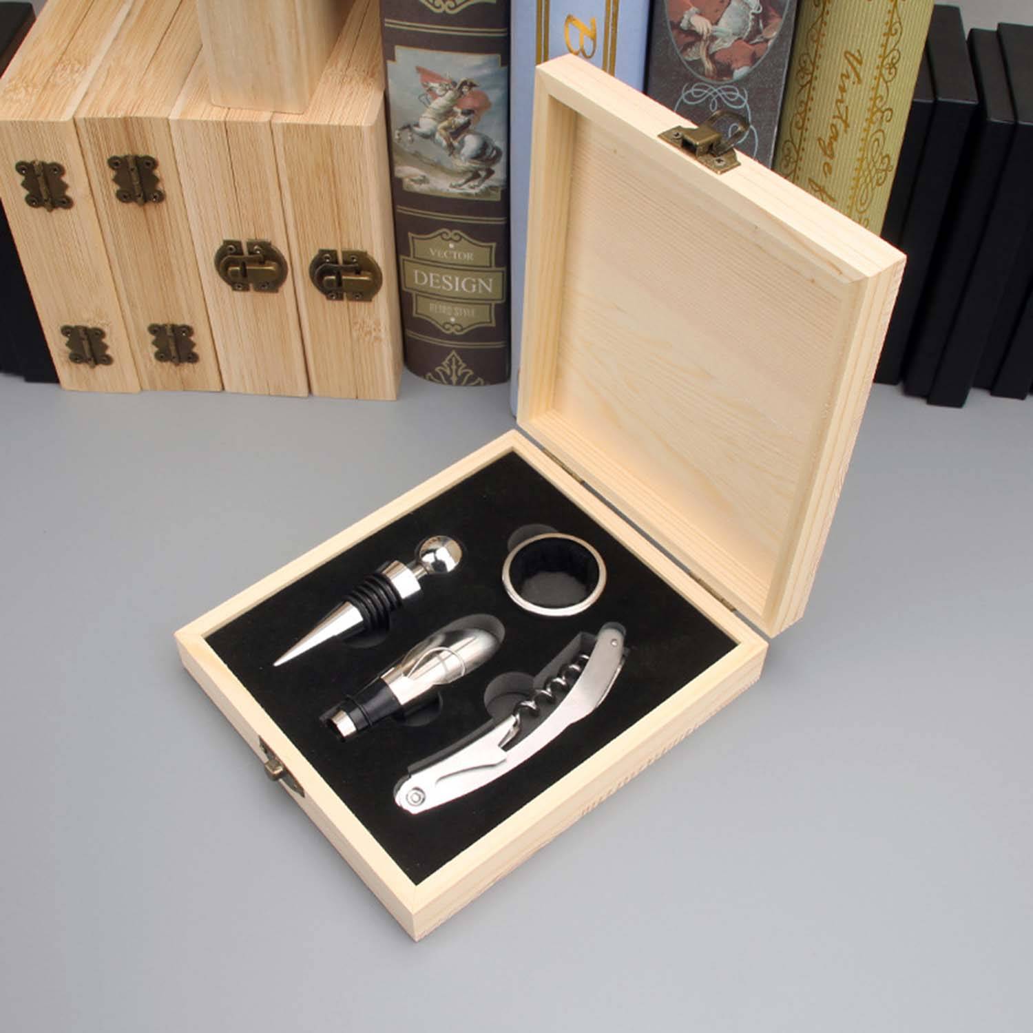 4 Piece Bamboo Wine Tool Set 3