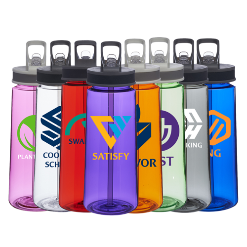 Sports Plastic Water Bottle - with Sip Straw, 22 oz. 8