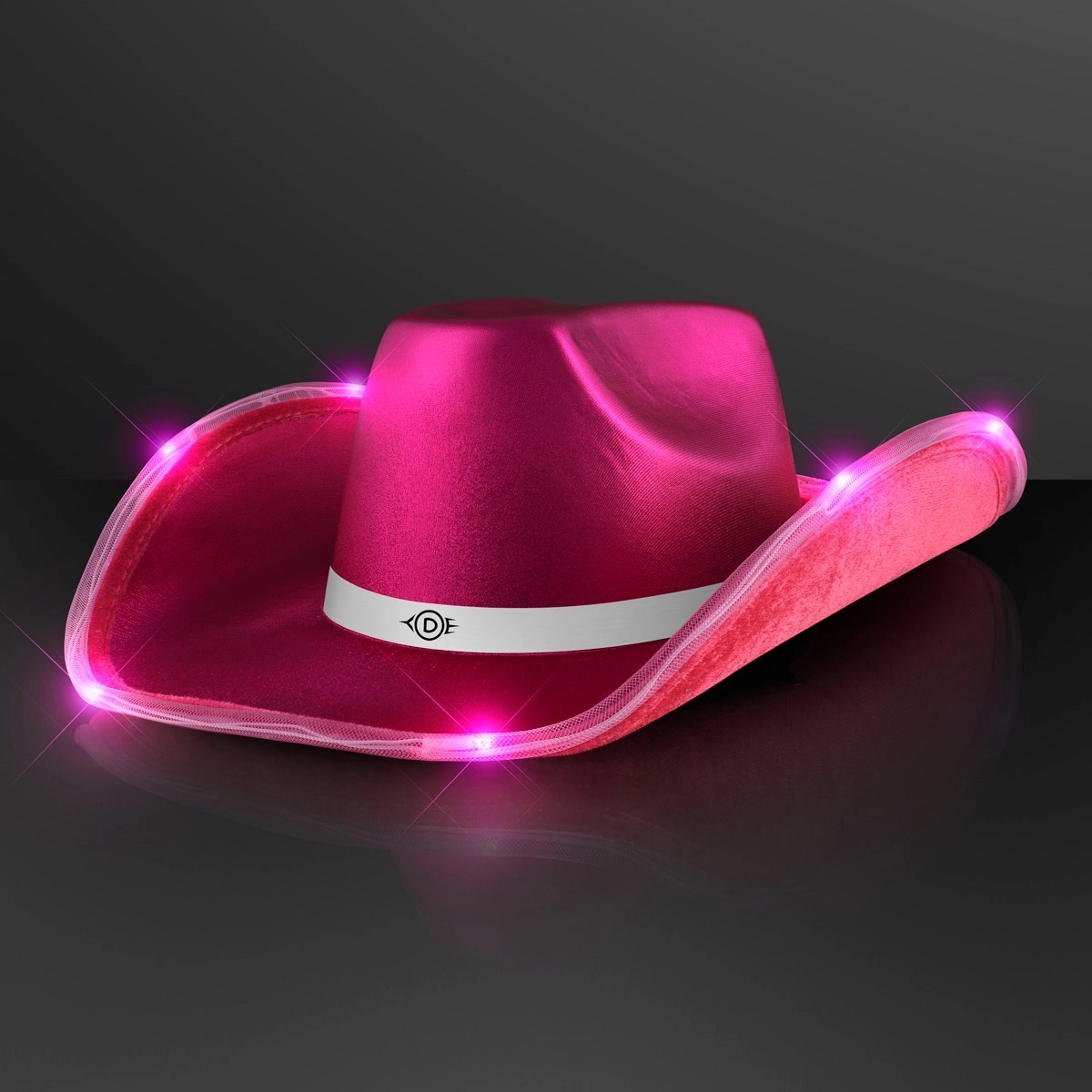 Deluxe Shiny Light Up Cowboy Hat with White Band 13