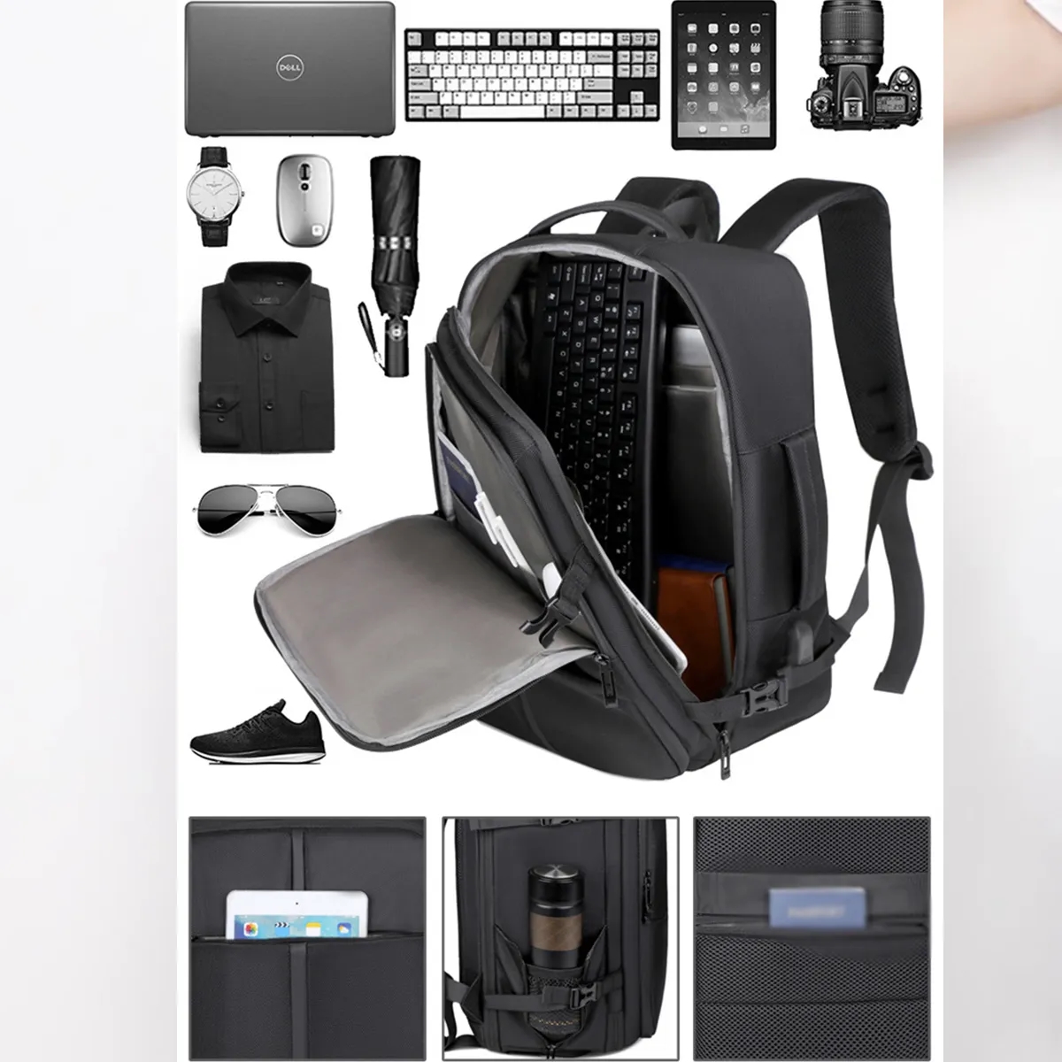 Expandable Business Carry-On Backpack with USB Charger Port 8