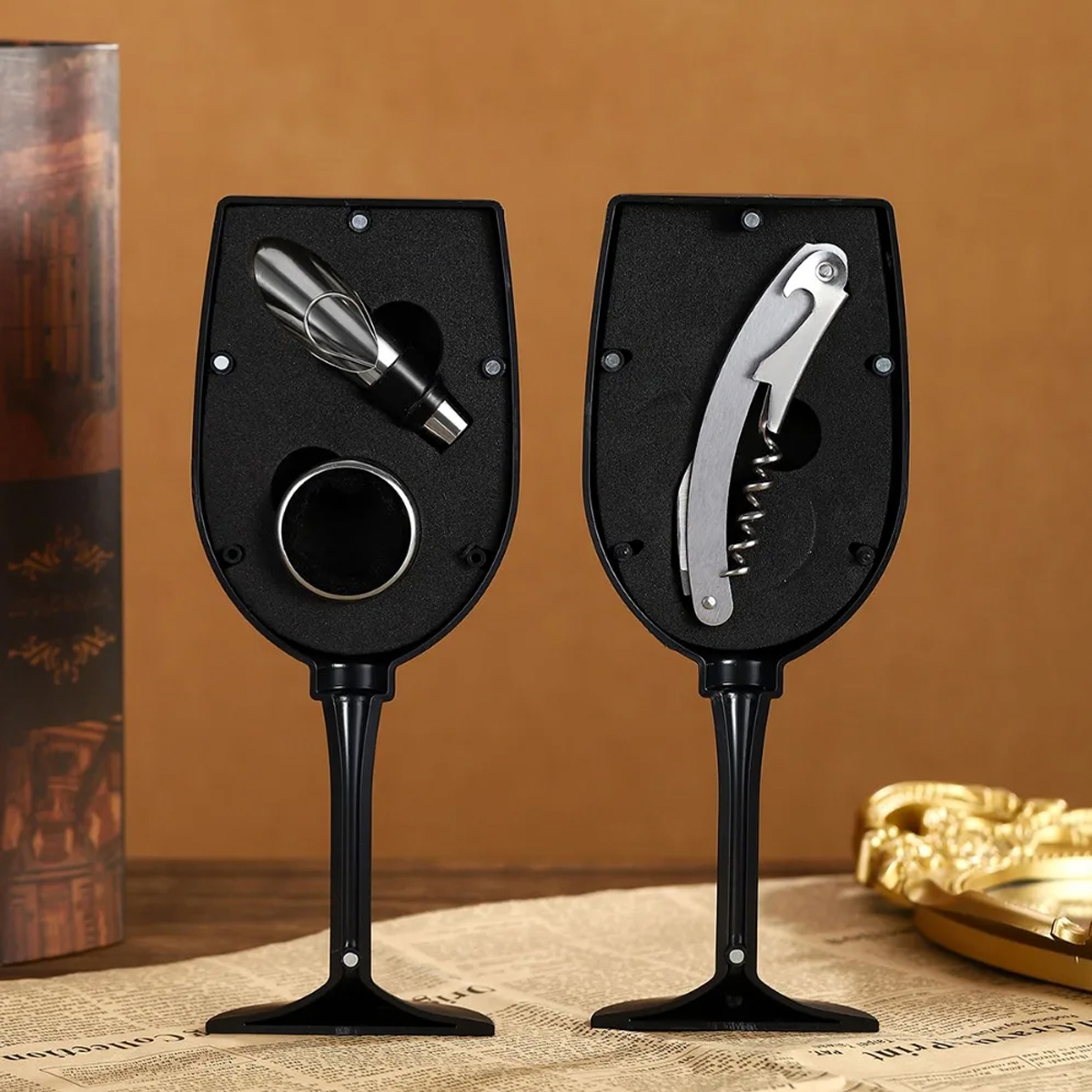 Champagne Bottle 5-Piece Wine Tool Set with Gift Case 7