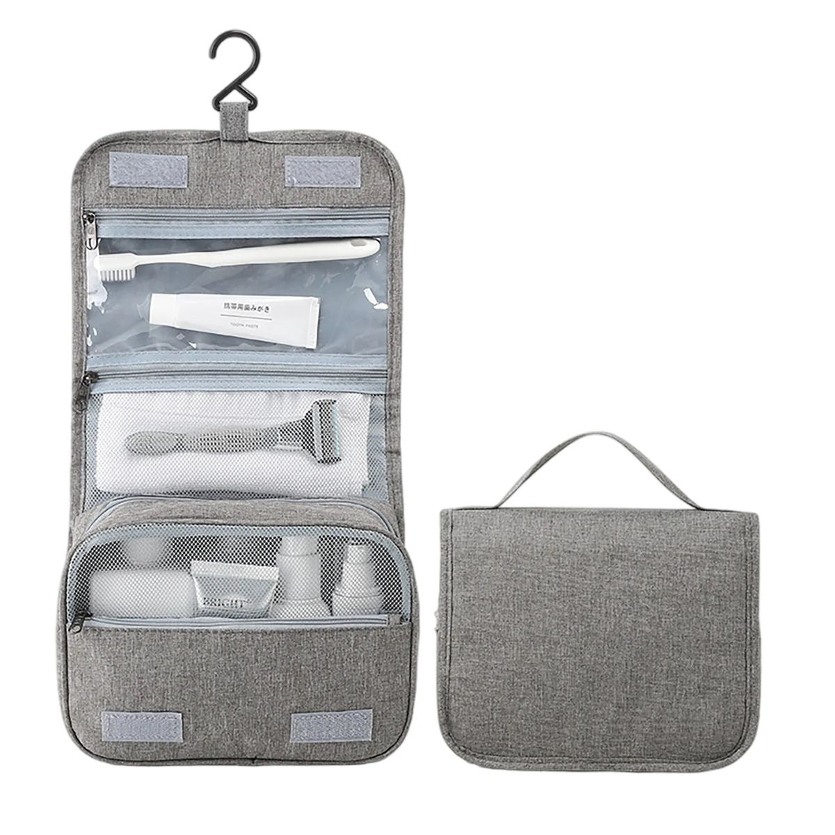 Multi-Compartment Terylene Toiletry Bag with Hangable Design 5