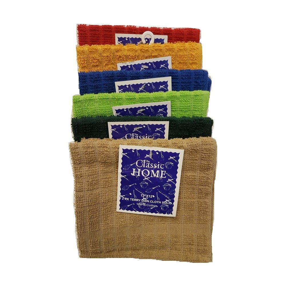 Mono Check Dishcloths - Assorted 12" x 12" 2 Pk 1