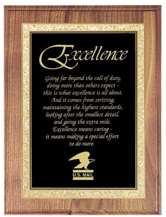 Genuine Walnut Square Edge Plaque with Solid Brass Engraving Plate 8" x 10" Award