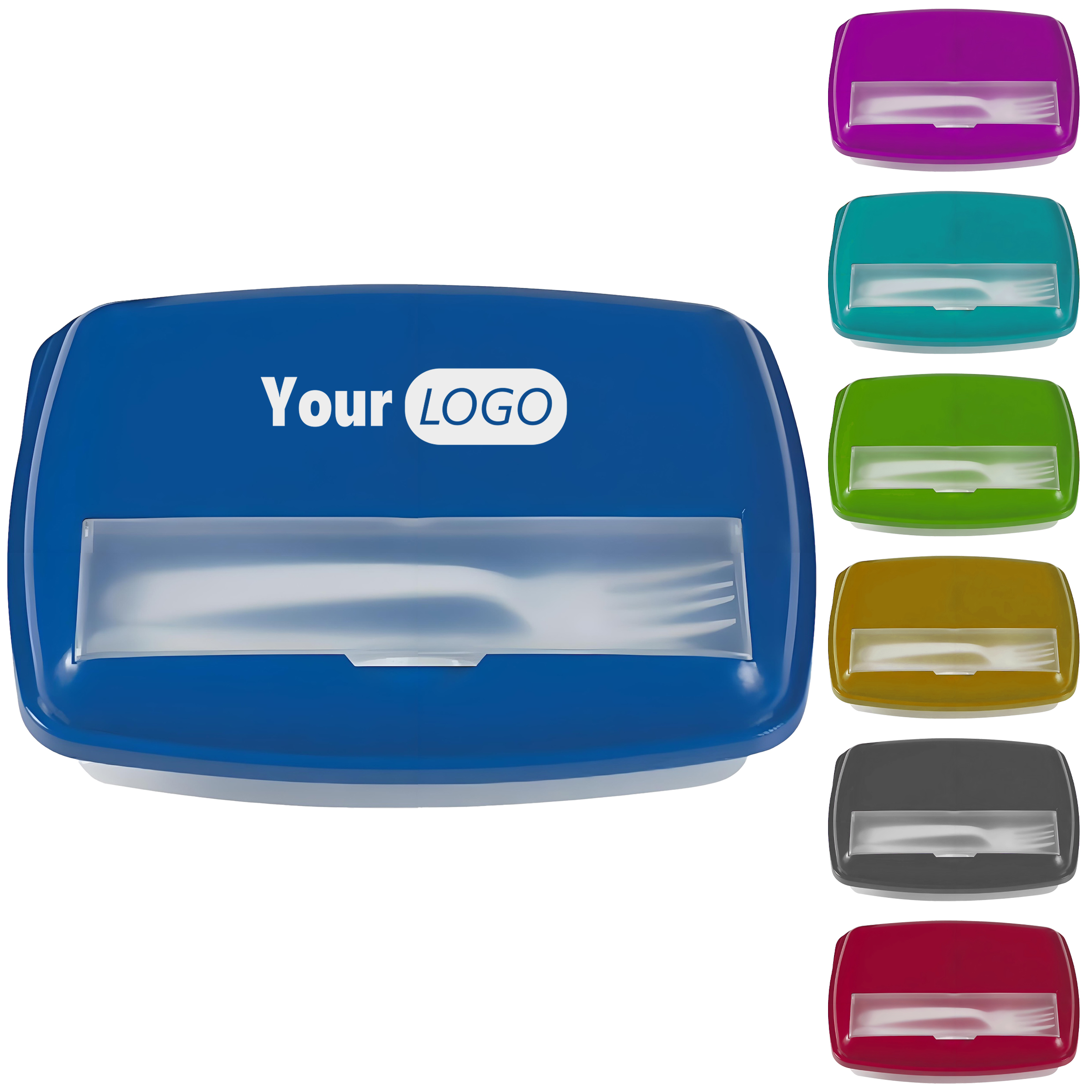Plastic All-In-One Lunch Box With Utensil Holder 2
