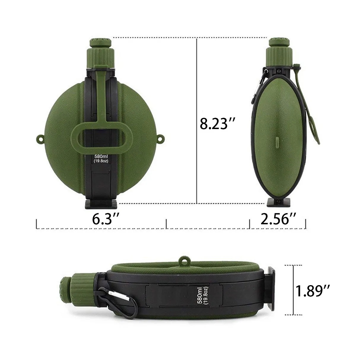 19oz Outdoor Foldable Silicone Water Bottle with Compass 2