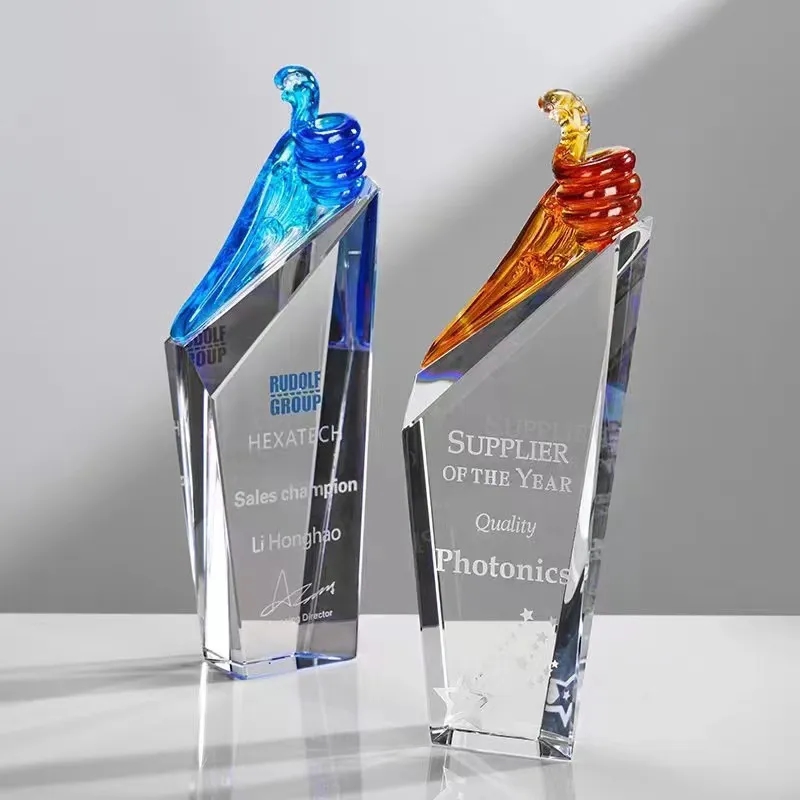 Crystal Thumbs Up Trophy 2