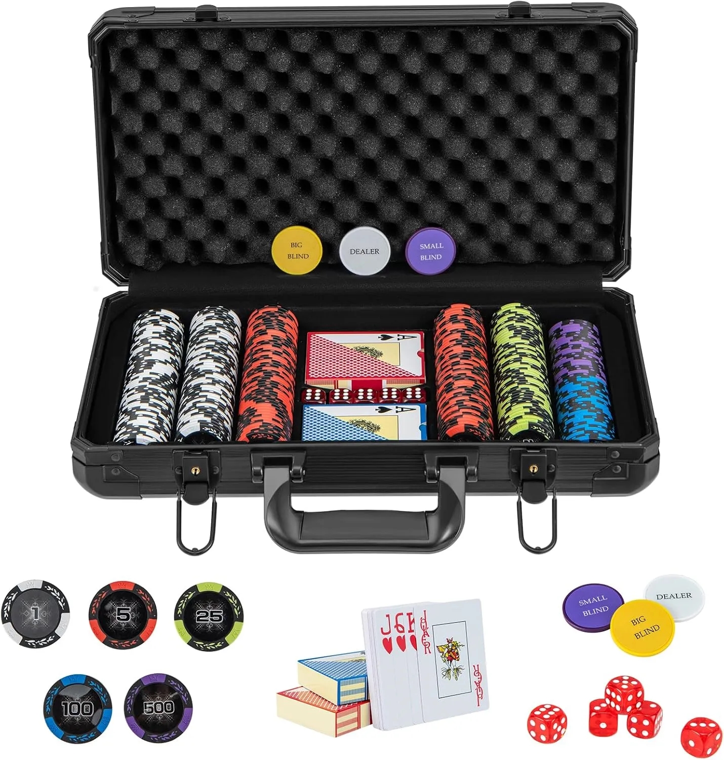 300 PCS 14 Gram Clay Poker Chips w/ Aluminum Case 4