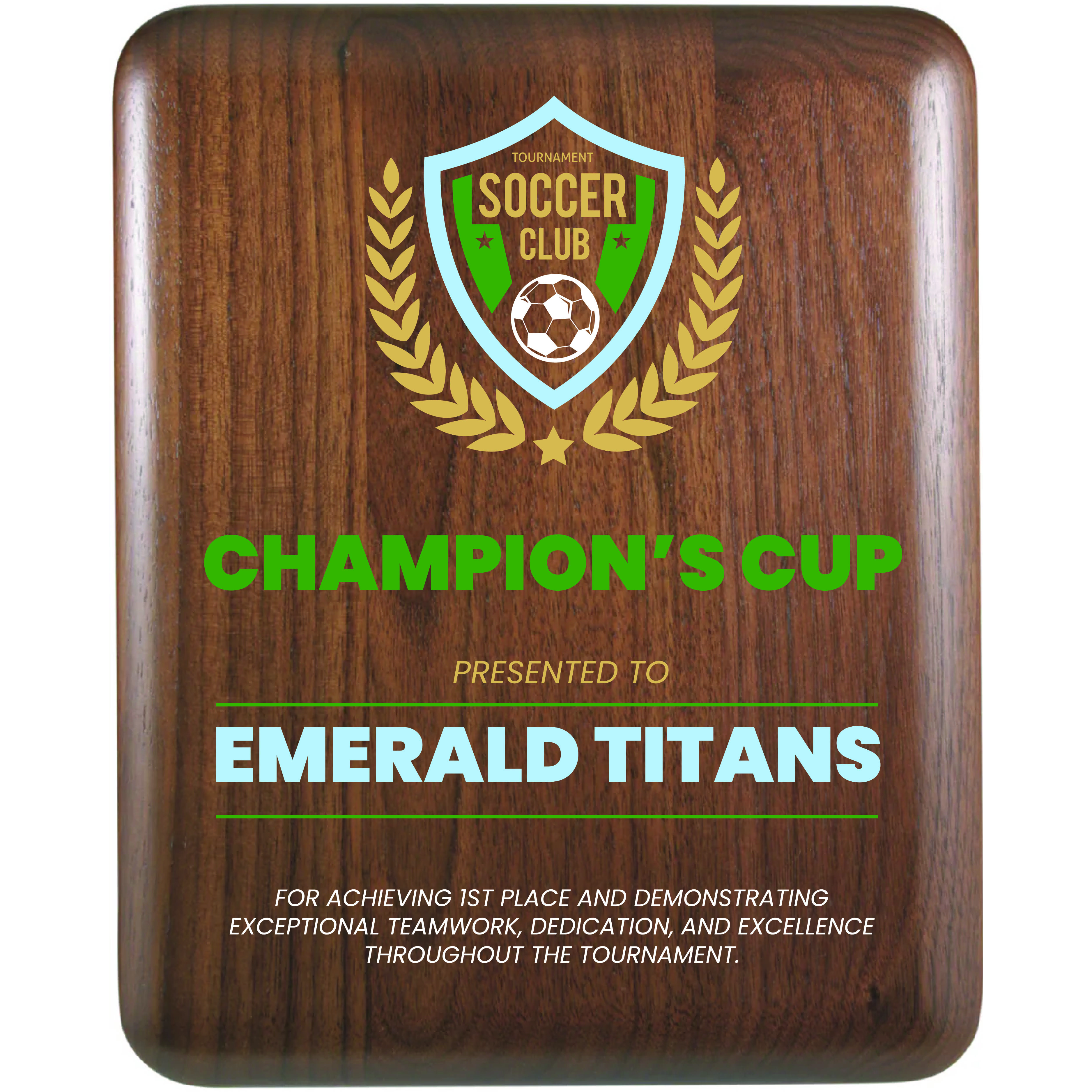 8" x 10" Elliptical Edge Round Corner Genuine Walnut Plaque