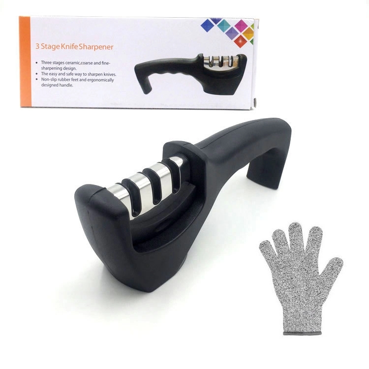 3-Stage Knife Sharpener W/ Cut Resistant Glove 4