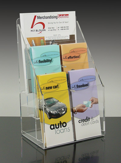 3 tierred Countertop Brochure Holder w/Adj Pockets holds up to 6 4"w brochures