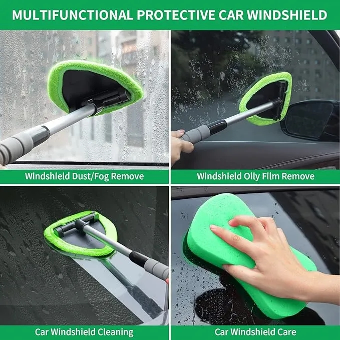 Telescopic Car Windshield Cleaner Kit with 4 Microfiber Pads and Custom Logo 2
