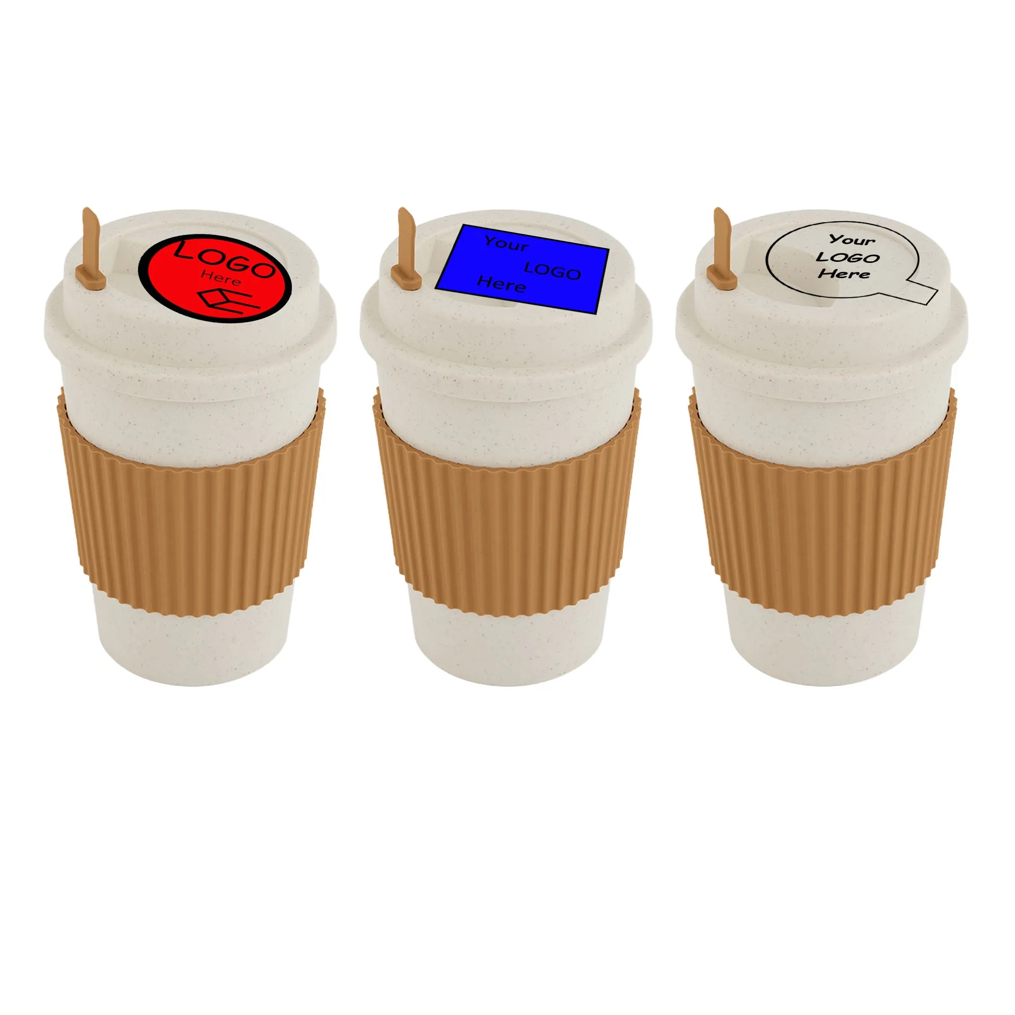 16oz Wheat Straw Coffee Cup With Plastic Sleeve 2