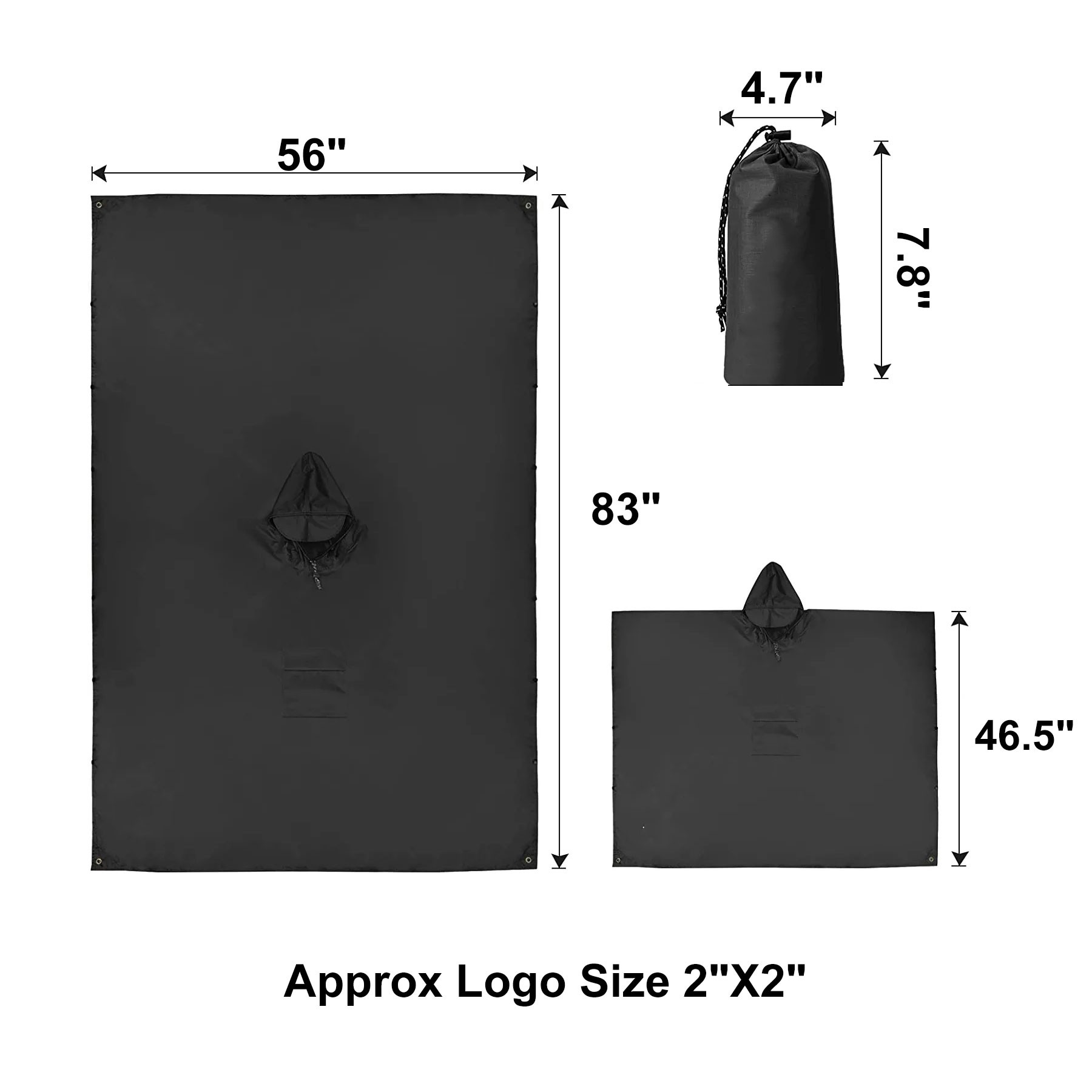 3-in-1 Hooded Unisex Raincoat Poncho 2