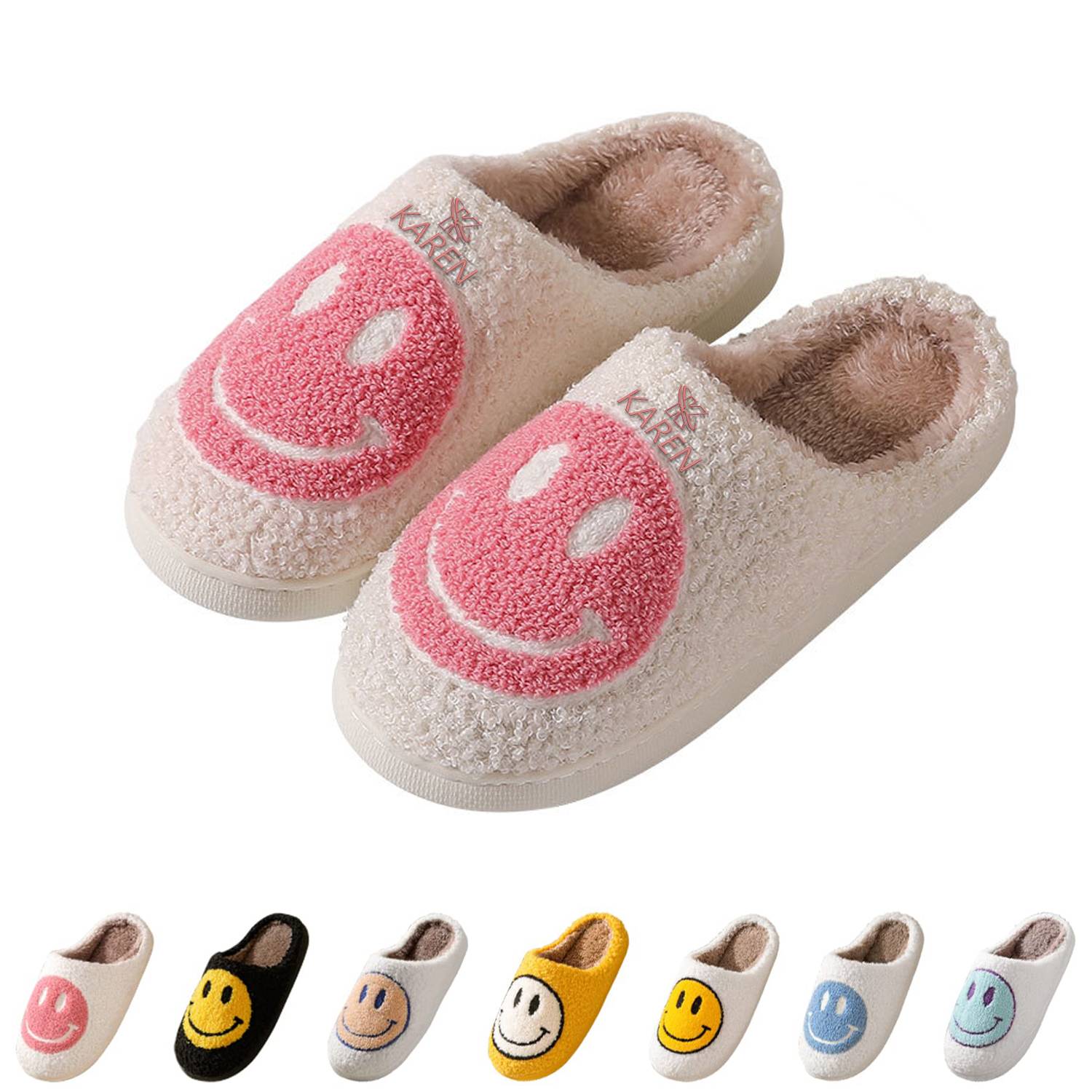 Casual Cozy Happy Retro Smile Face Preppy Slippers 2
