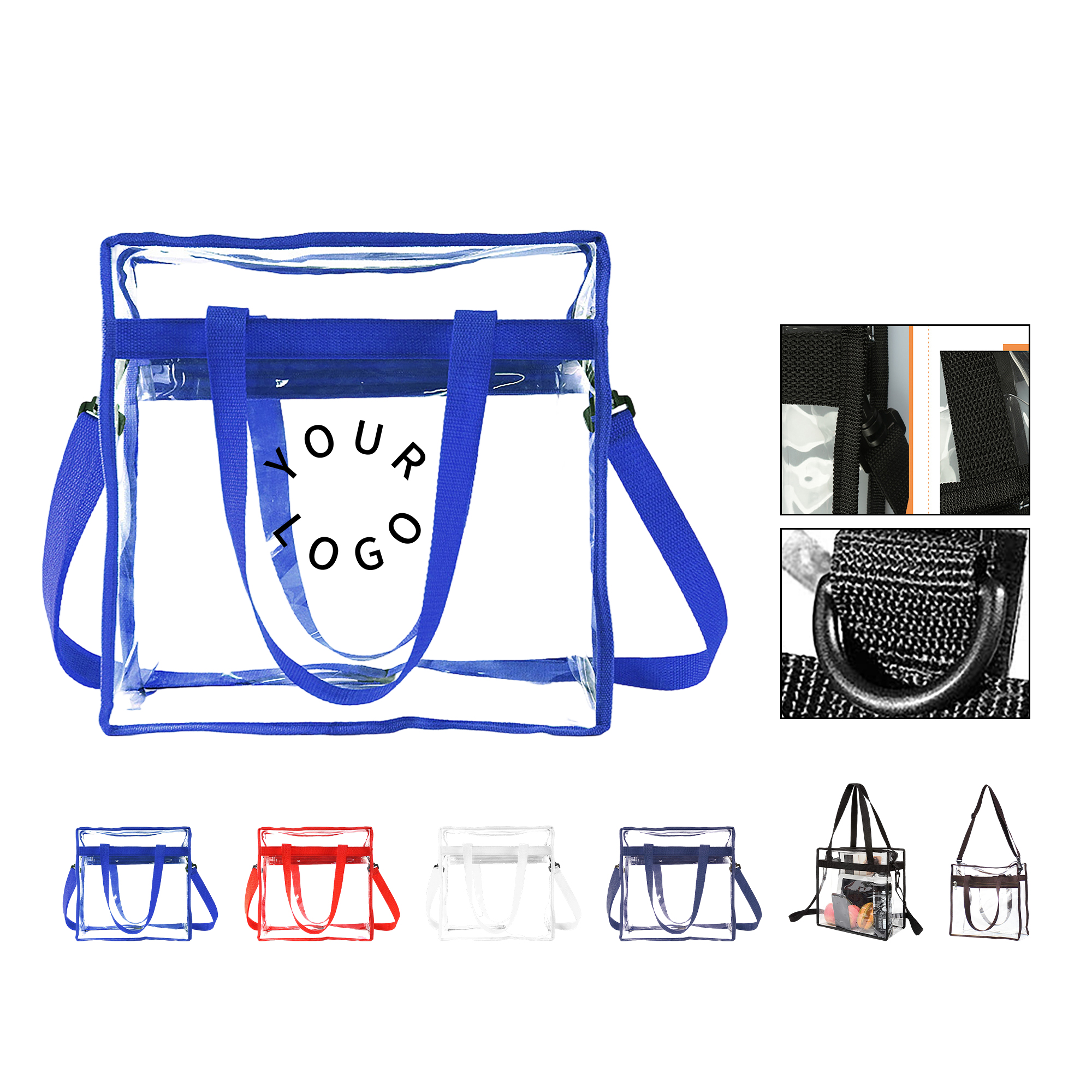 PVC Clear Tote Bag With Zipper Closure And Long Straps 7