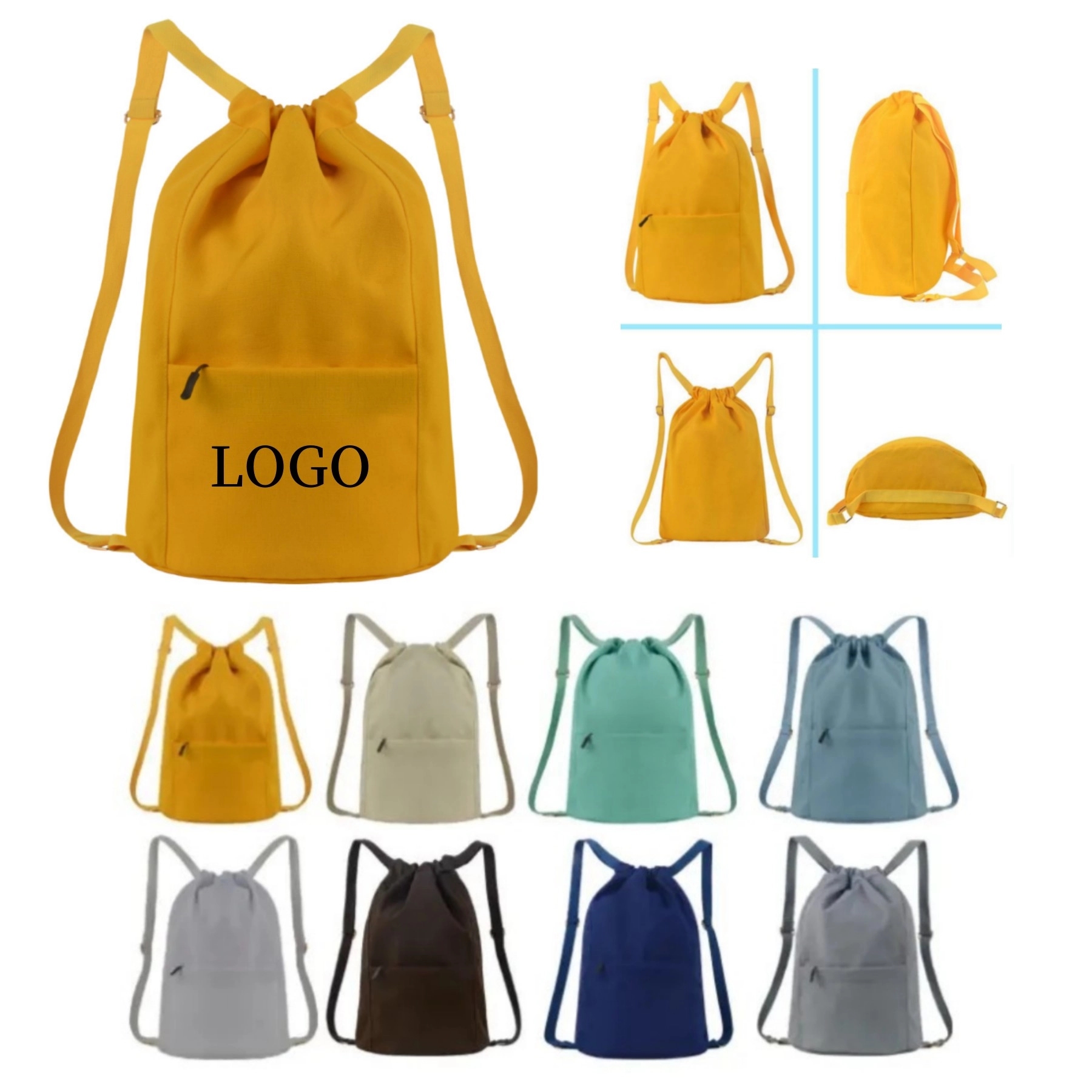 Canvas backpacks with Adjustable Strap&Zipper Pocket 7