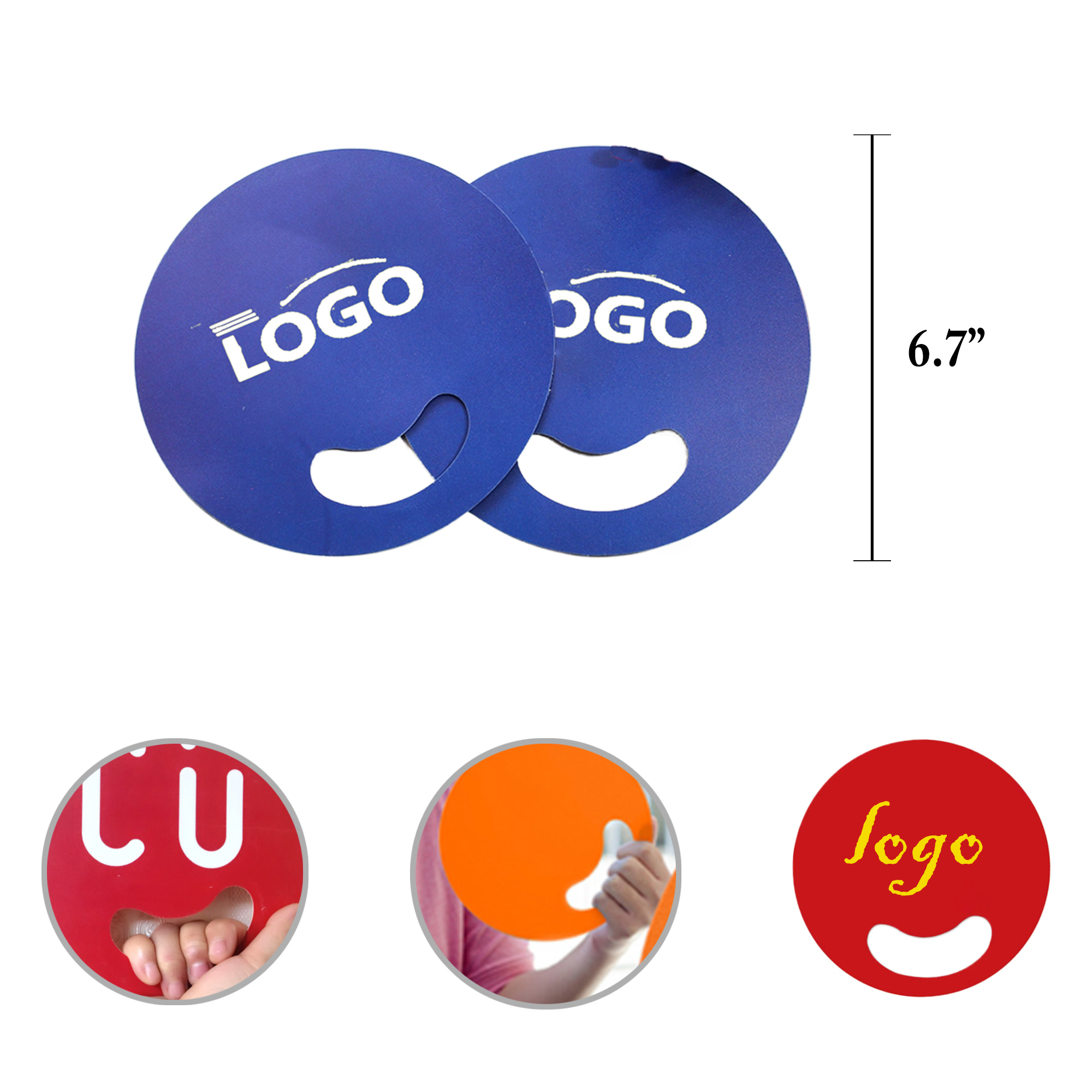 MOQ100 Round PP Plastic Hand Fans Without Handles 2
