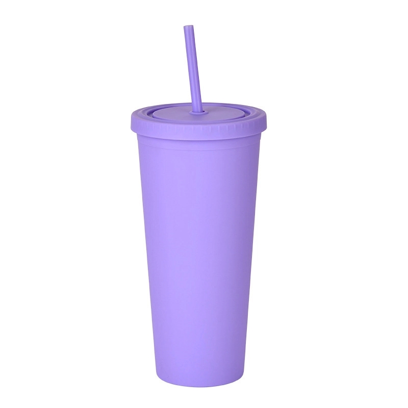 24oz Frosted Plastic Tumbler with Lid And Straw 9