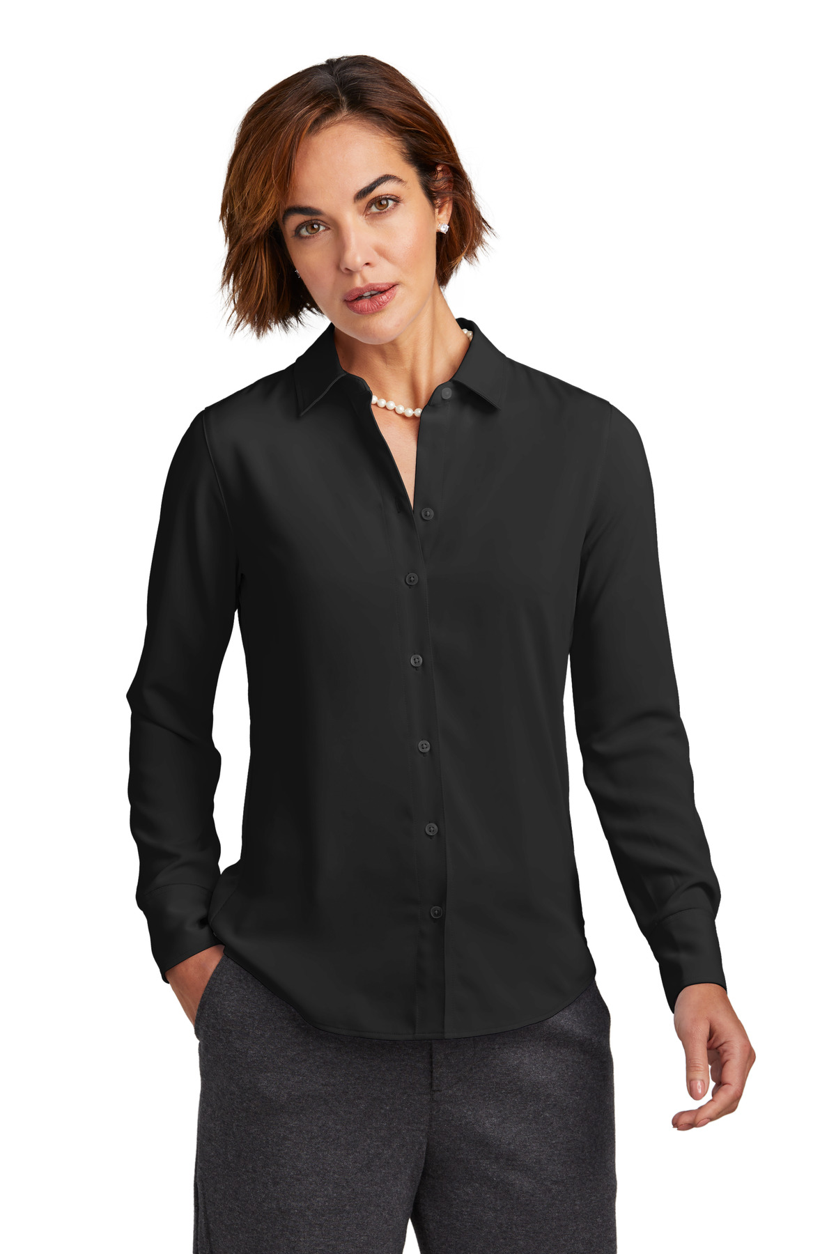 Brooks Brothers Women's Full-Button Satin Blouse BB18007 25