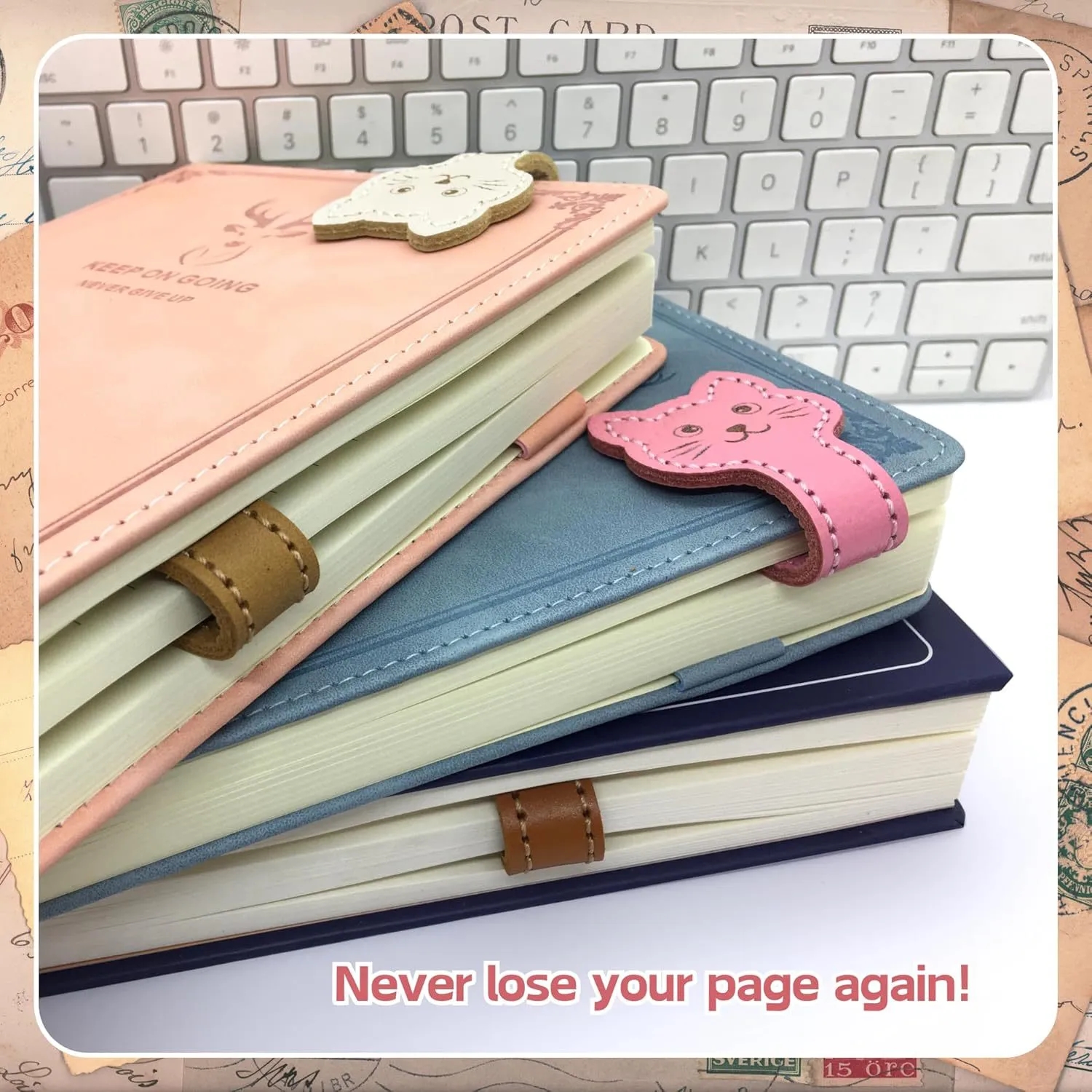Cat PU Leather Magnetic Bookmark 1
