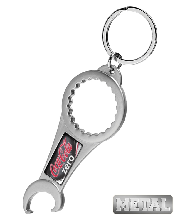 Two Way Metal Bottle Opener Keychain- Full Color 1