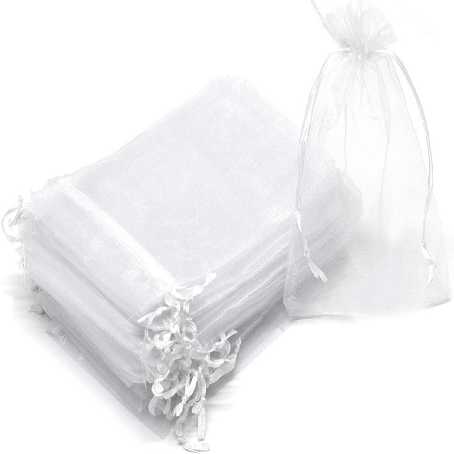 Wedding Gift Party White Organza Mesh Drawstring Bag 14