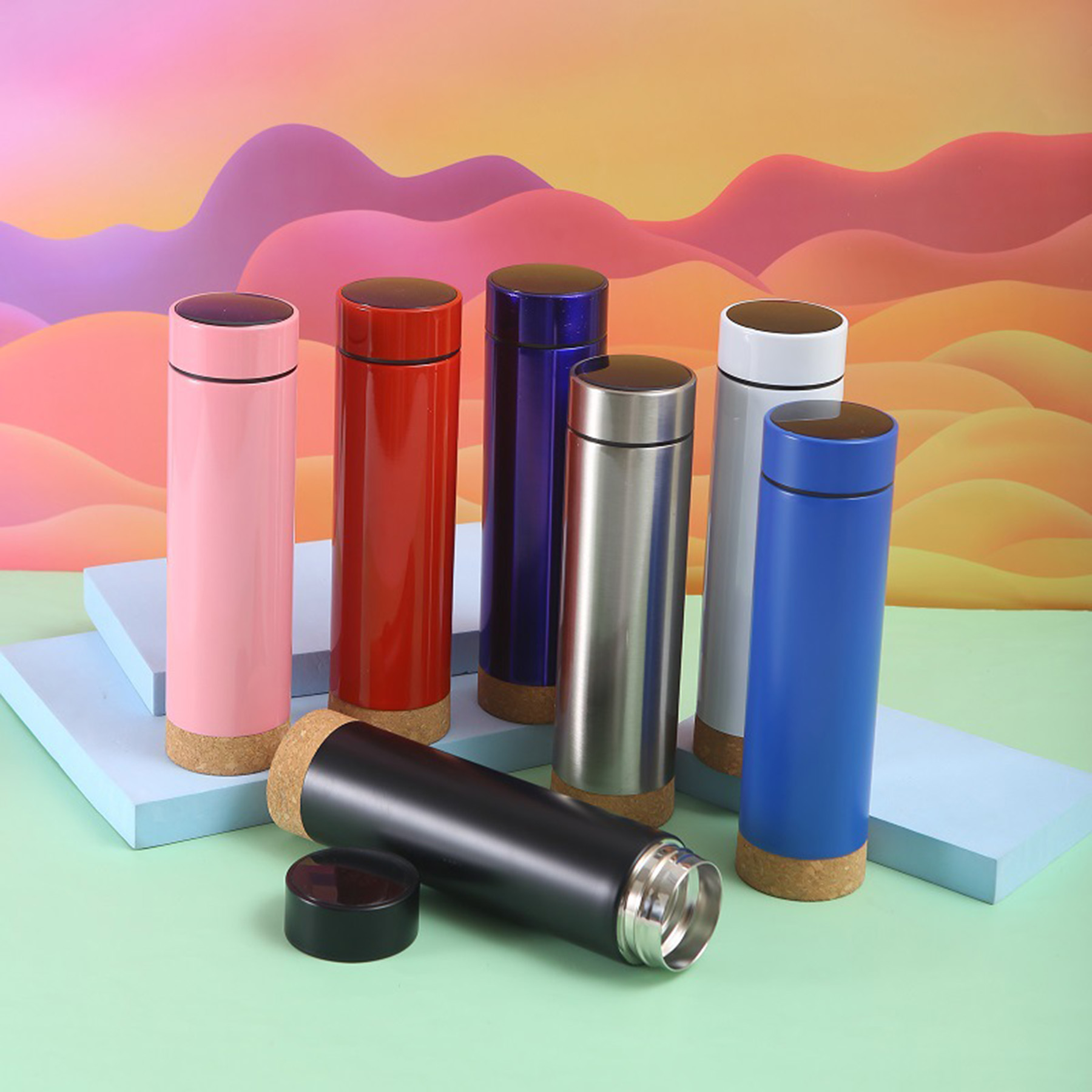 17Oz Stainless Steel Vacuum Insulated Bottle Cork Bottom 3