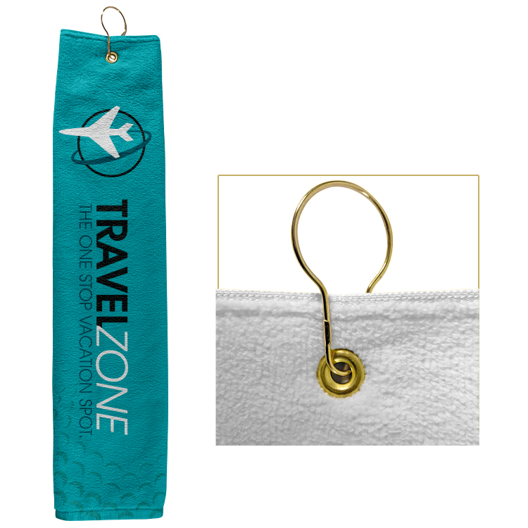 Large Custom Full Color Grommeted Tri-Fold Golf Towel 2