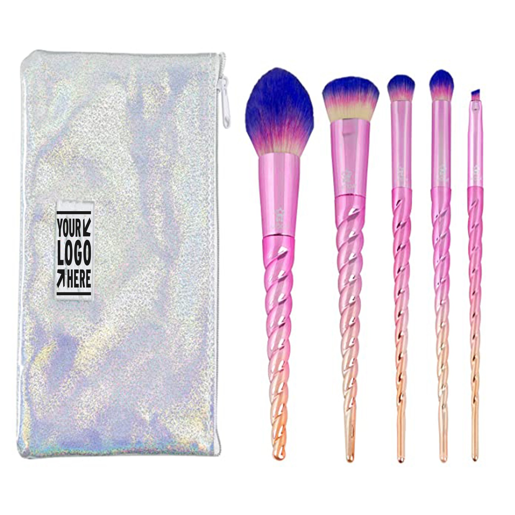 6 pc Unicorn Makeup Brush Set with Pouch 3