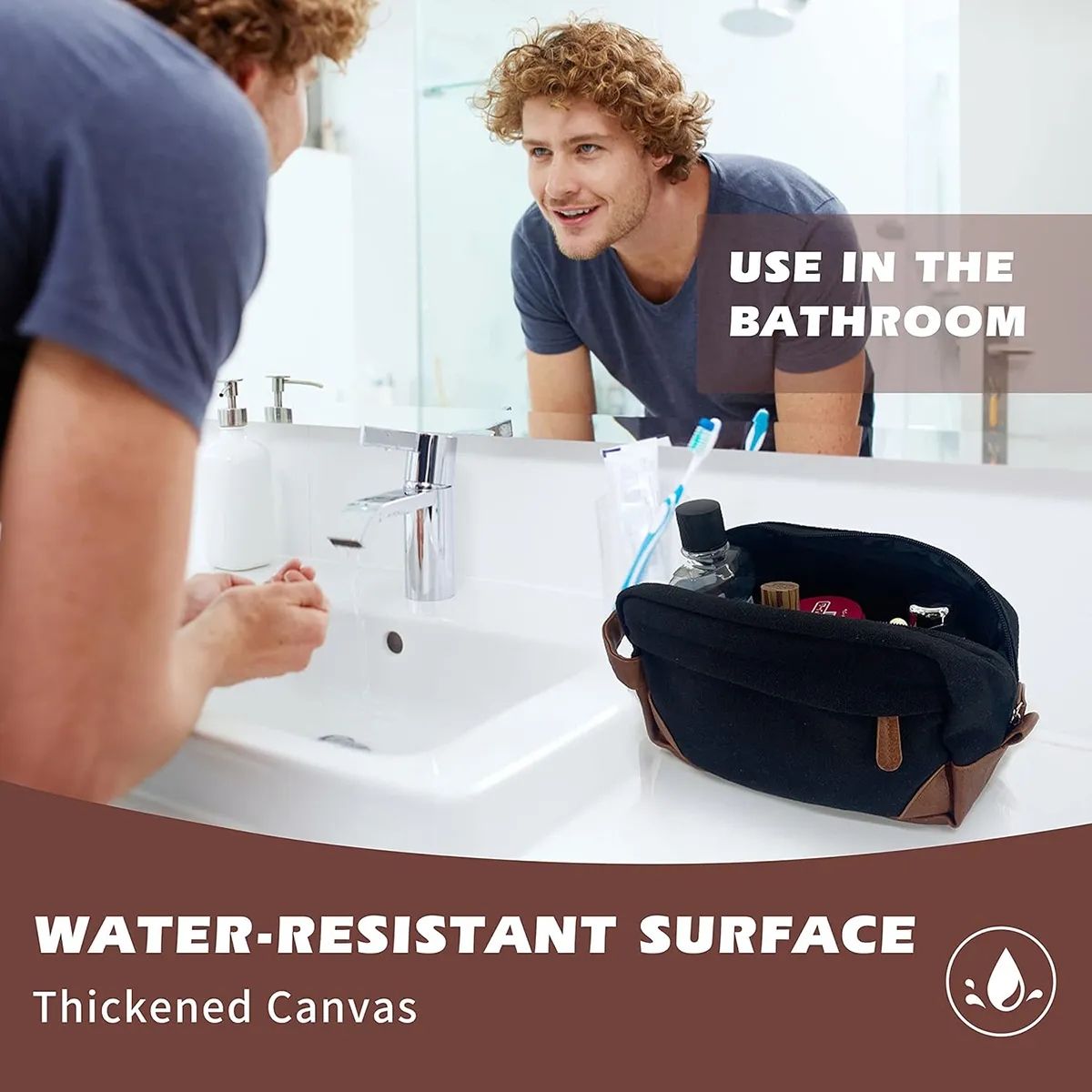 Canvas Toiletry Bag Hanging Dopp Kit Unisex 3