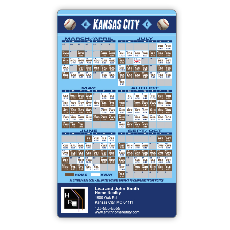 Magnet Sport Schedules - 4x7 Baseball Round Corners - 25 mil. 3