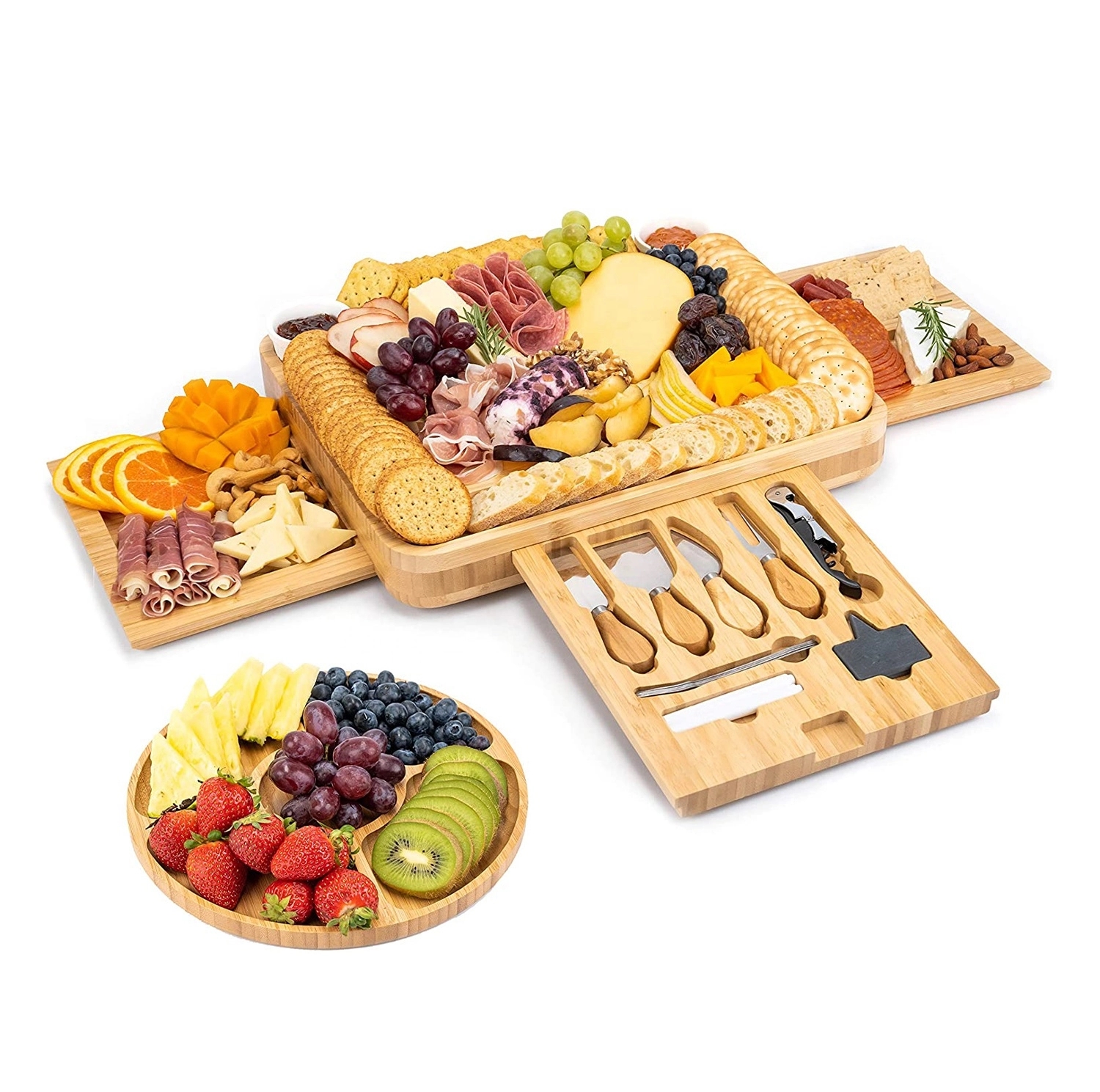 Wood Cheese Board and Knife Set 4