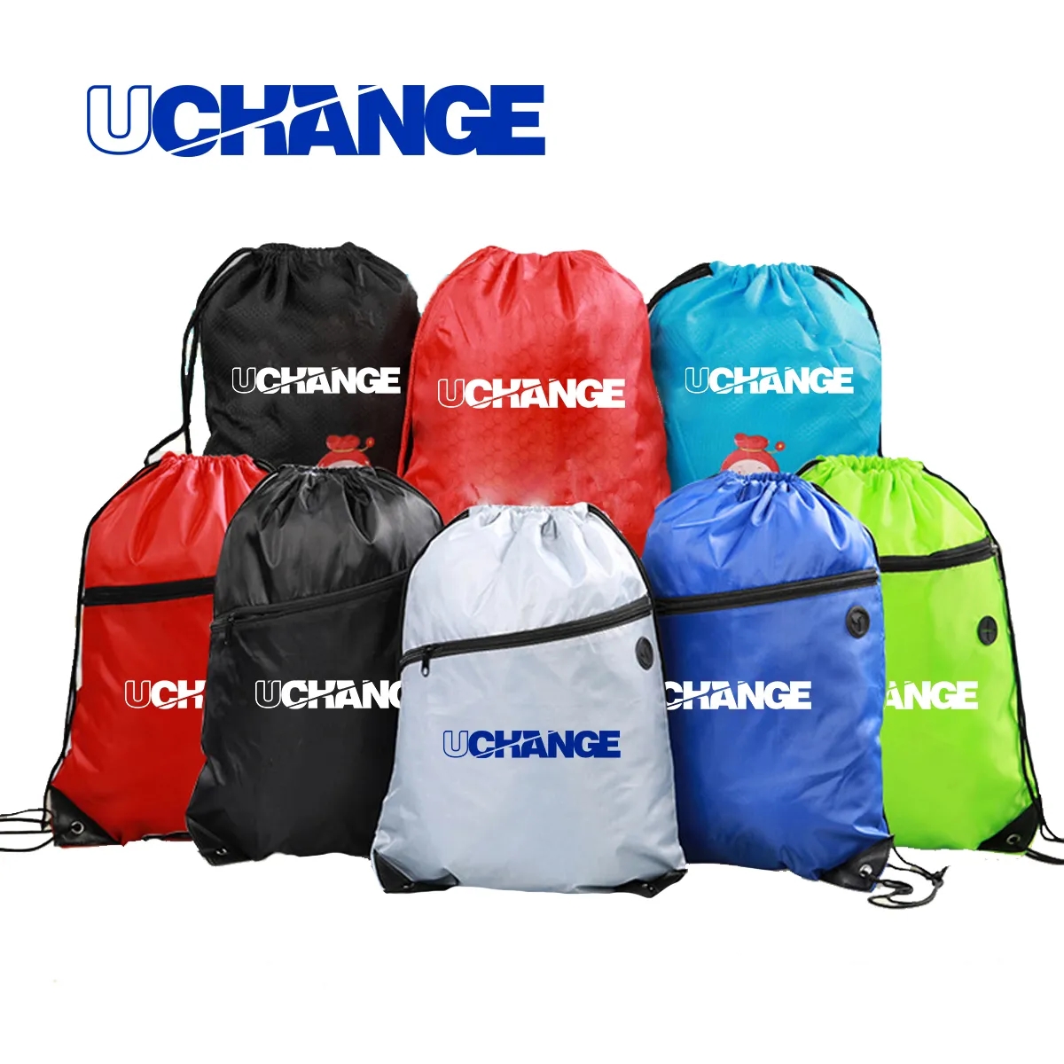Polyester Drawstring Backpack With Zipper Pocket 2