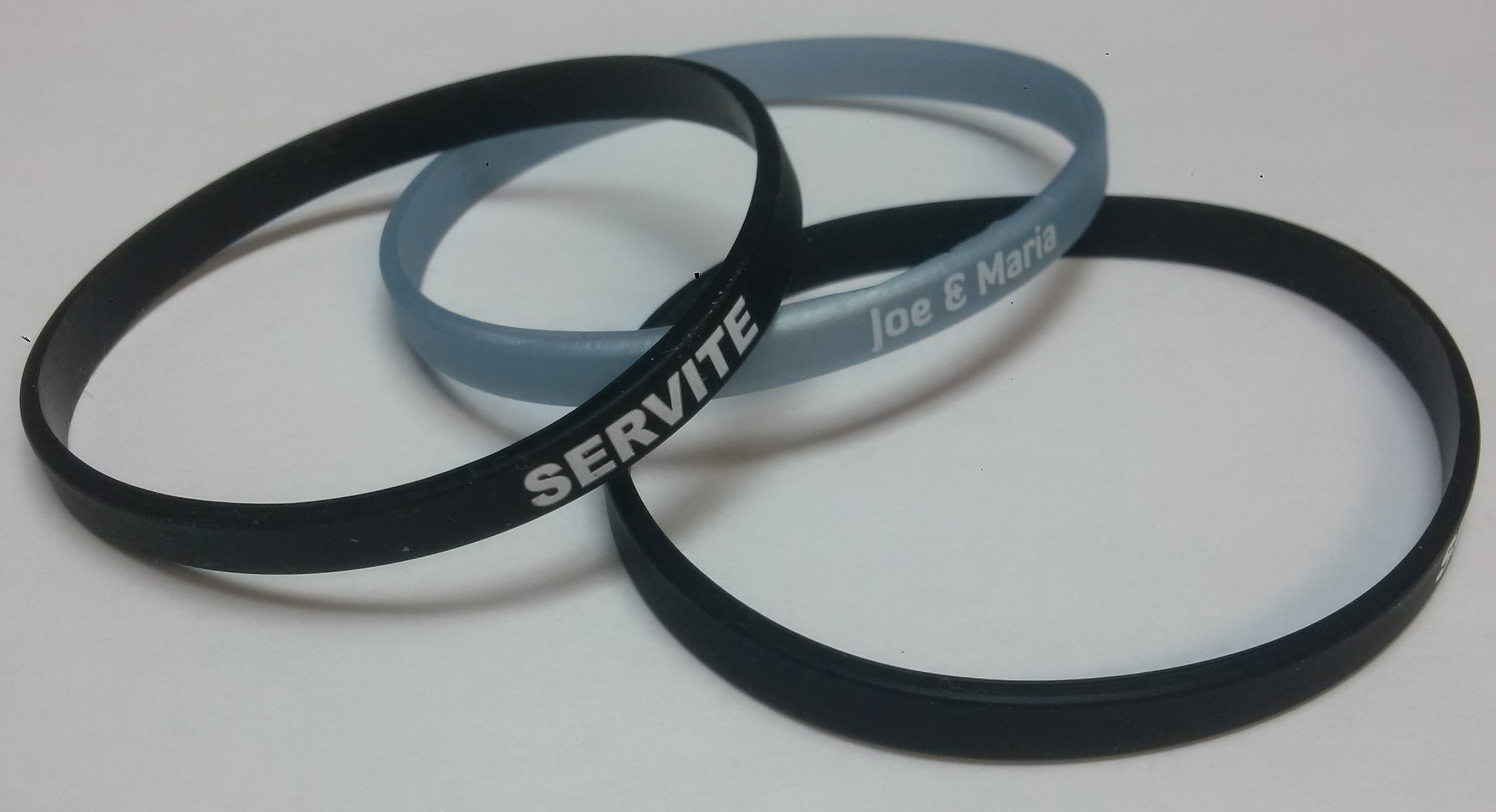 1/4" Embossed Color Filled Silicone Wristband - Thin Bands 1