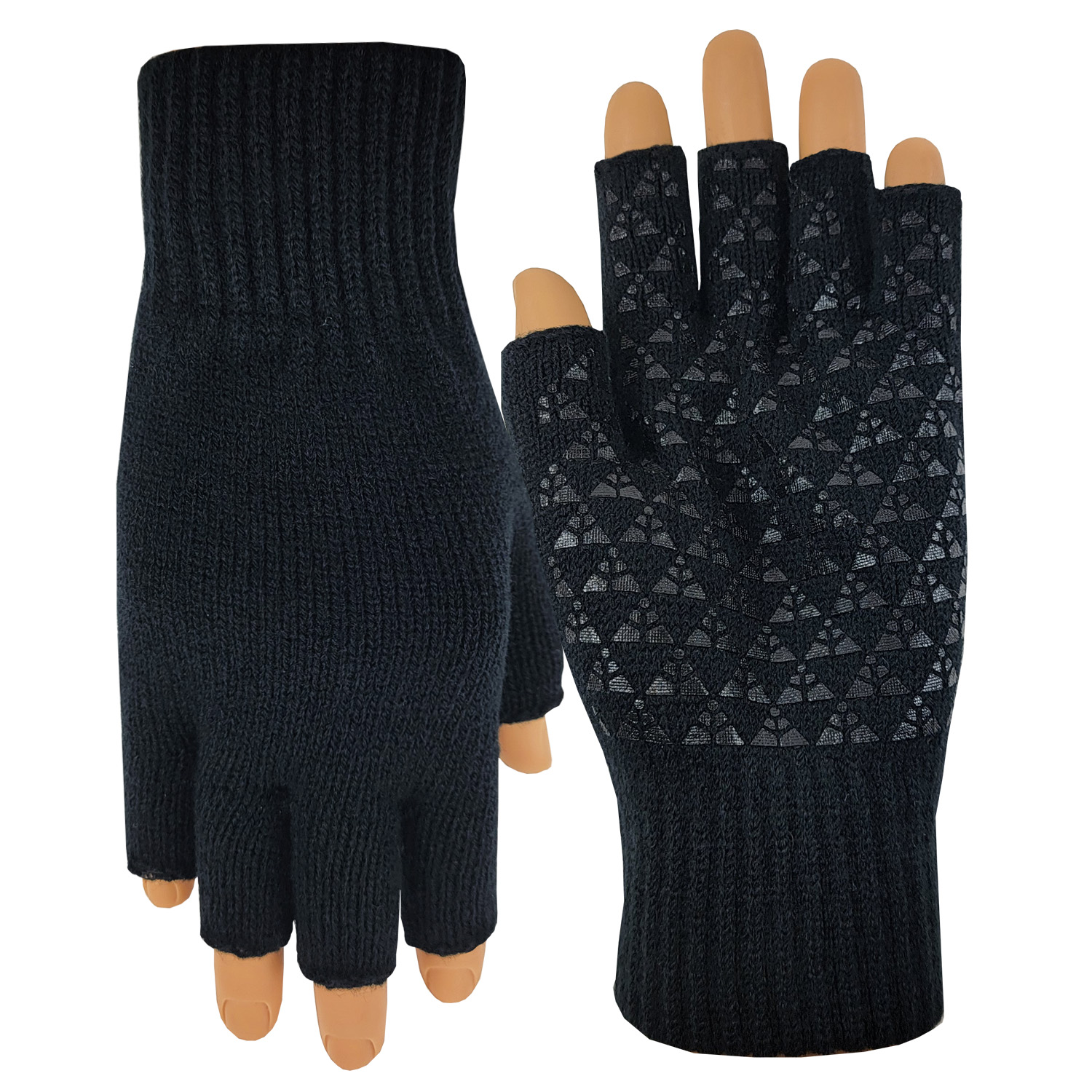Fingerless Deluxe Knit Gloves with Gripper Palm