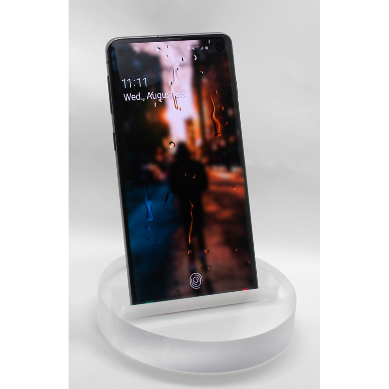 Smartphone Stand Paperweight 3/4" Clear Acrylic Round (4" dia.) Laser Engraved 2