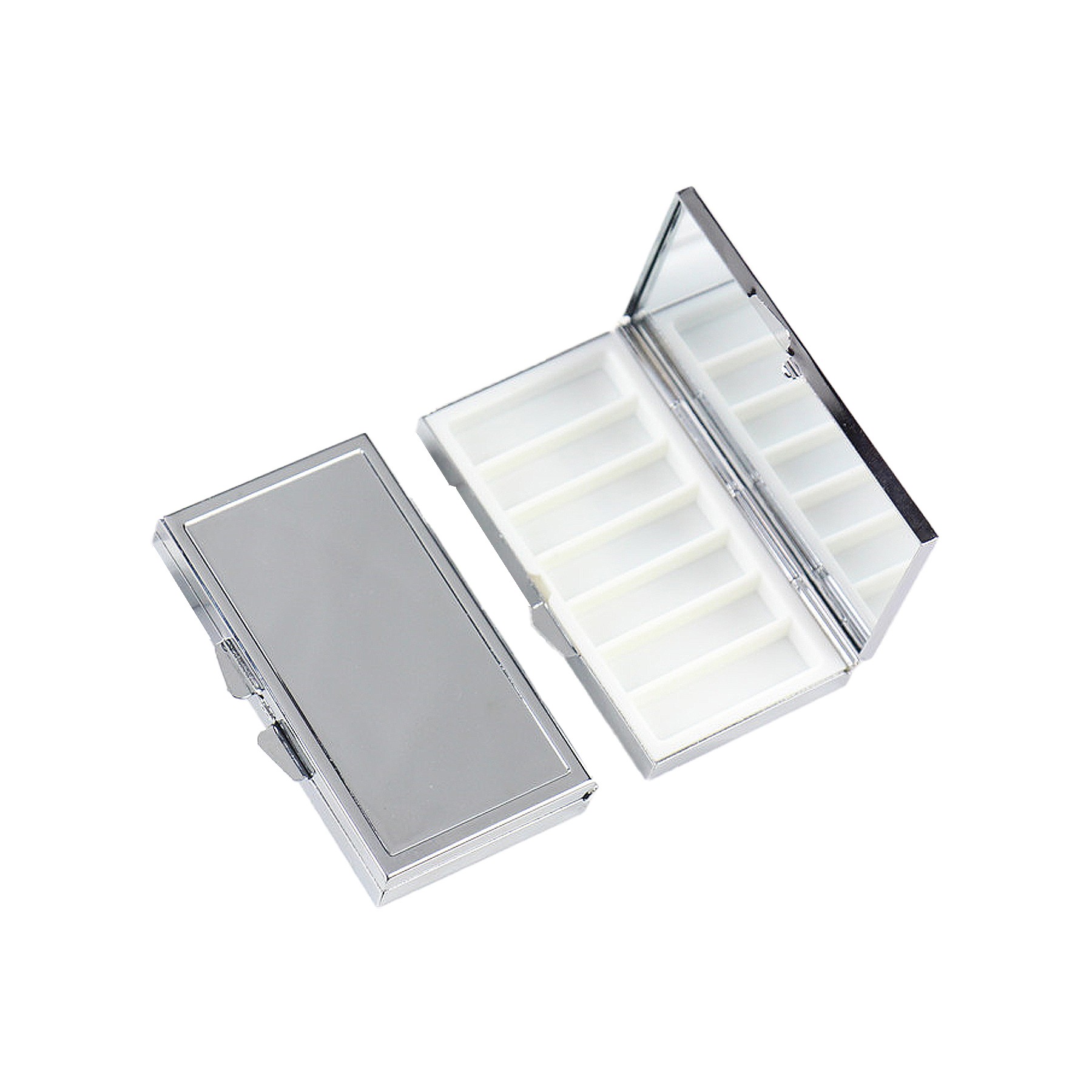 7-Slot Portable Metal Pill Box w/Mirror 2