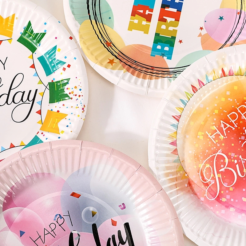 Custom 7" Disposable Party Picnic Salad Dessert Paper Plate 8