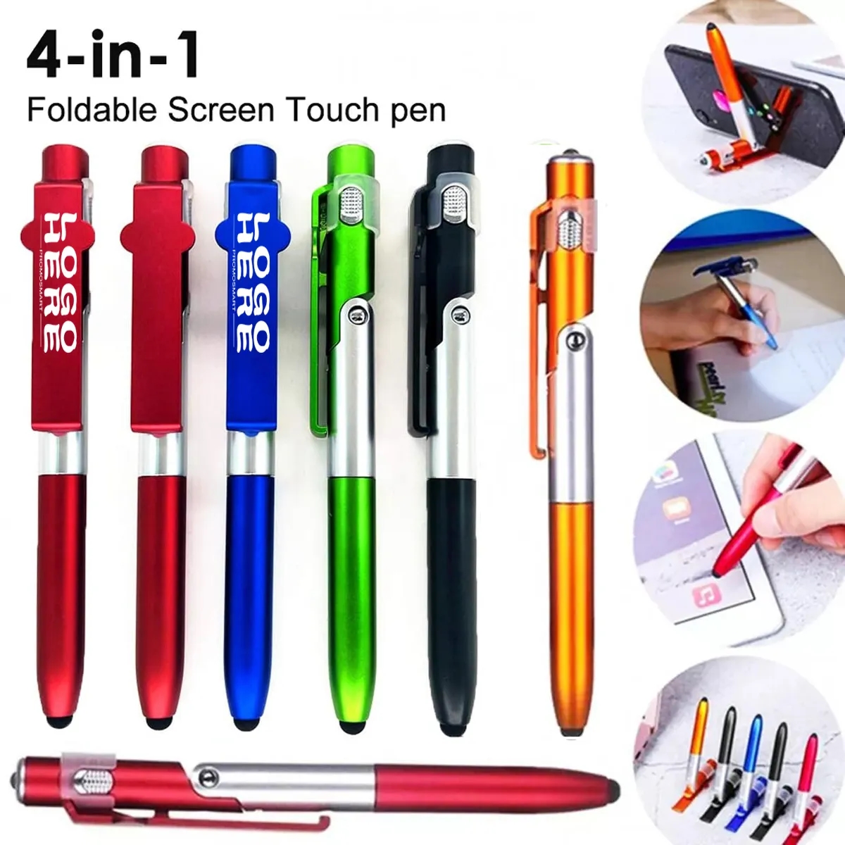 4 In 1 LED Folding Ballpoint Pen Phone Stand Holder 2