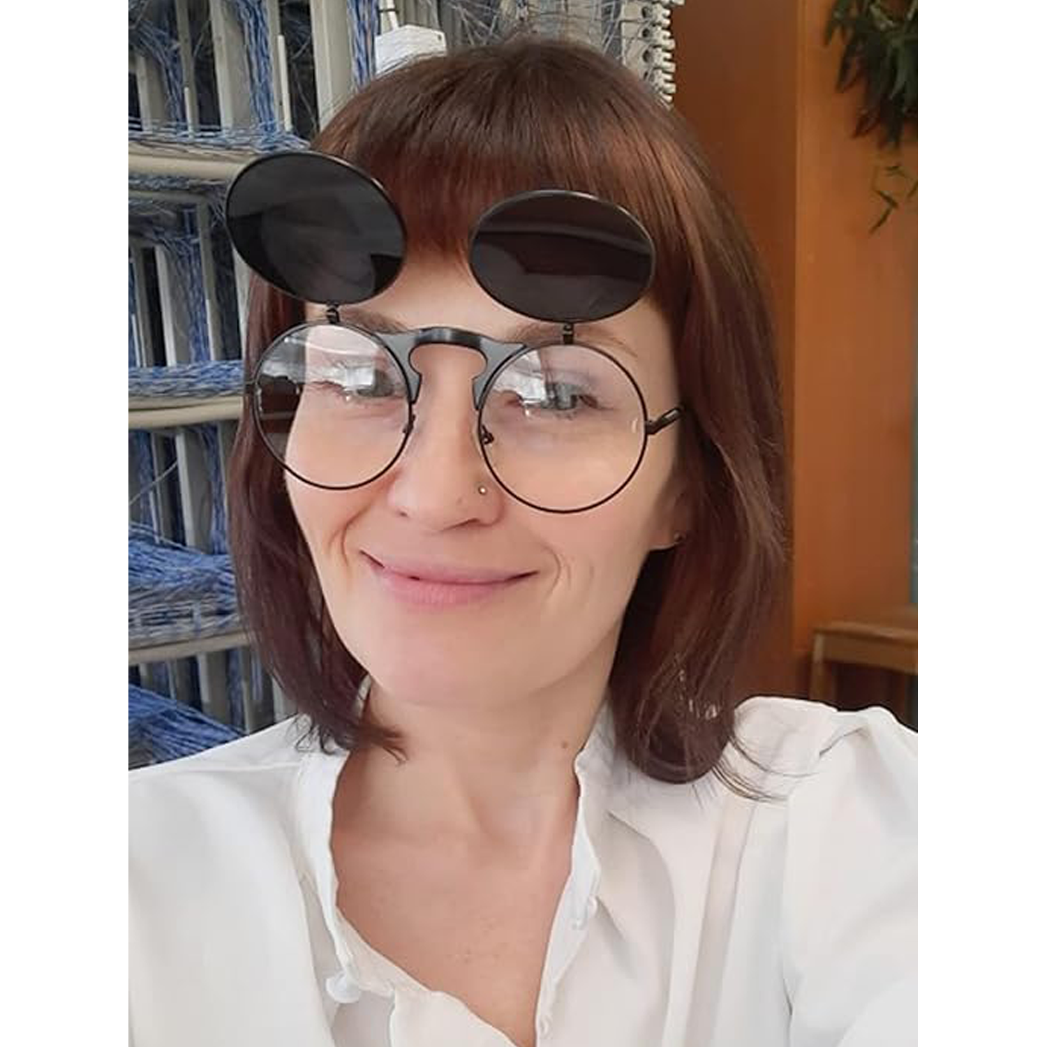 Retro flip double layered round frame sunglasses 4