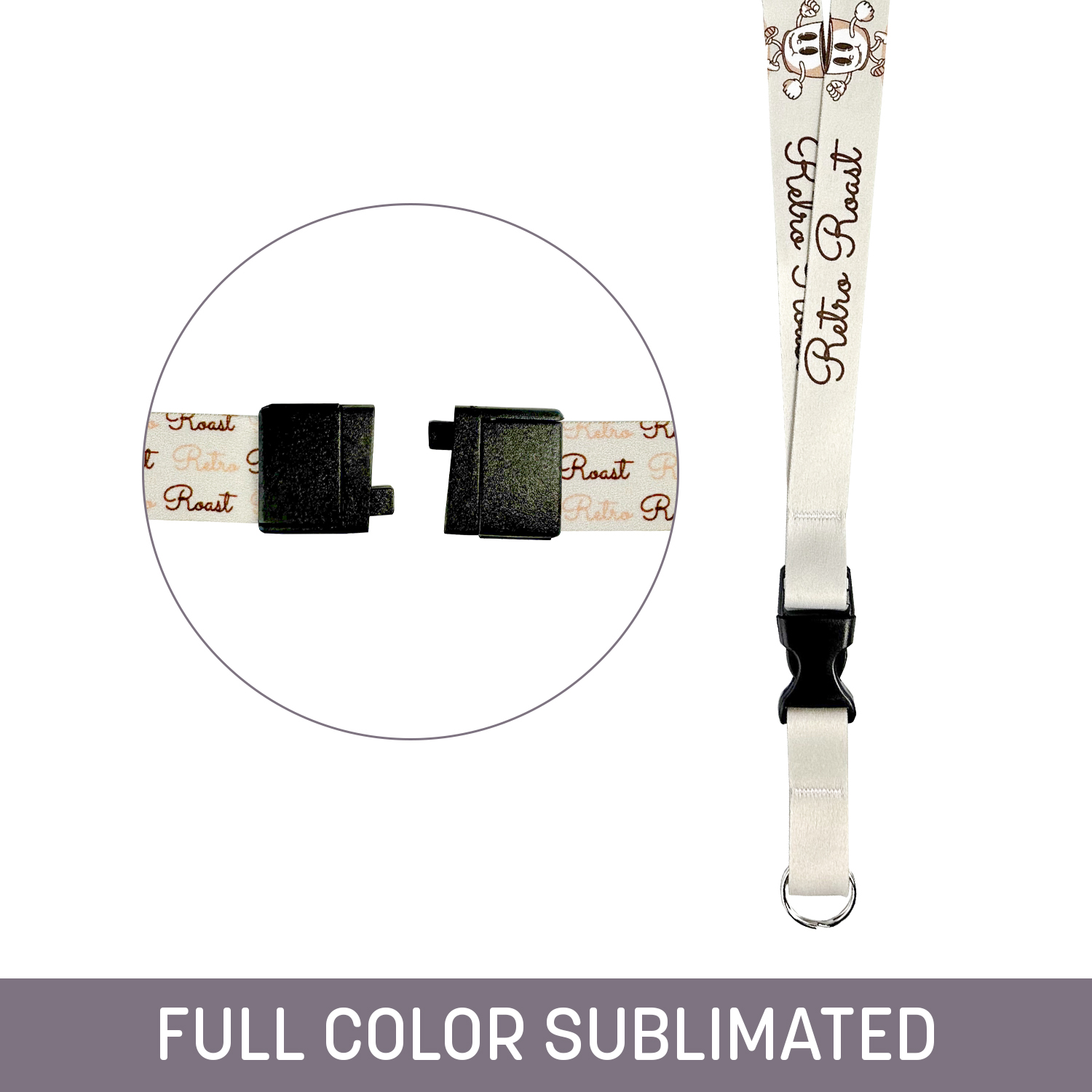 3/4" Full Color Sublimated Detachable Lanyard w/ Back Breakaway & Split Ring