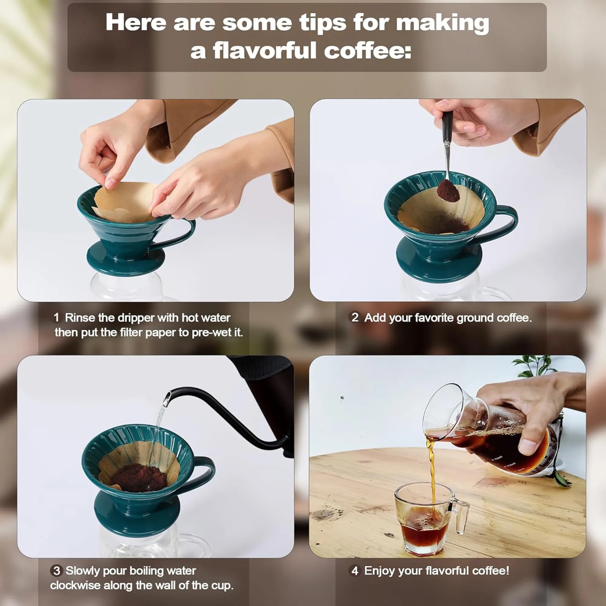 Ceramic Coffee Filter Pot Set 6