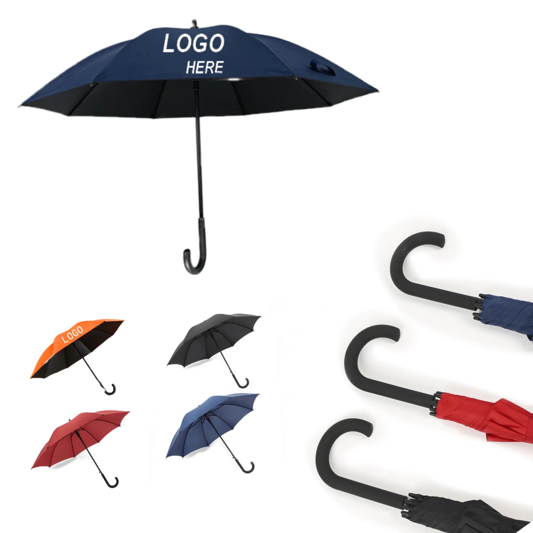 Auto Open Umbrella Classic J Stick Handle with Easy Grip 1