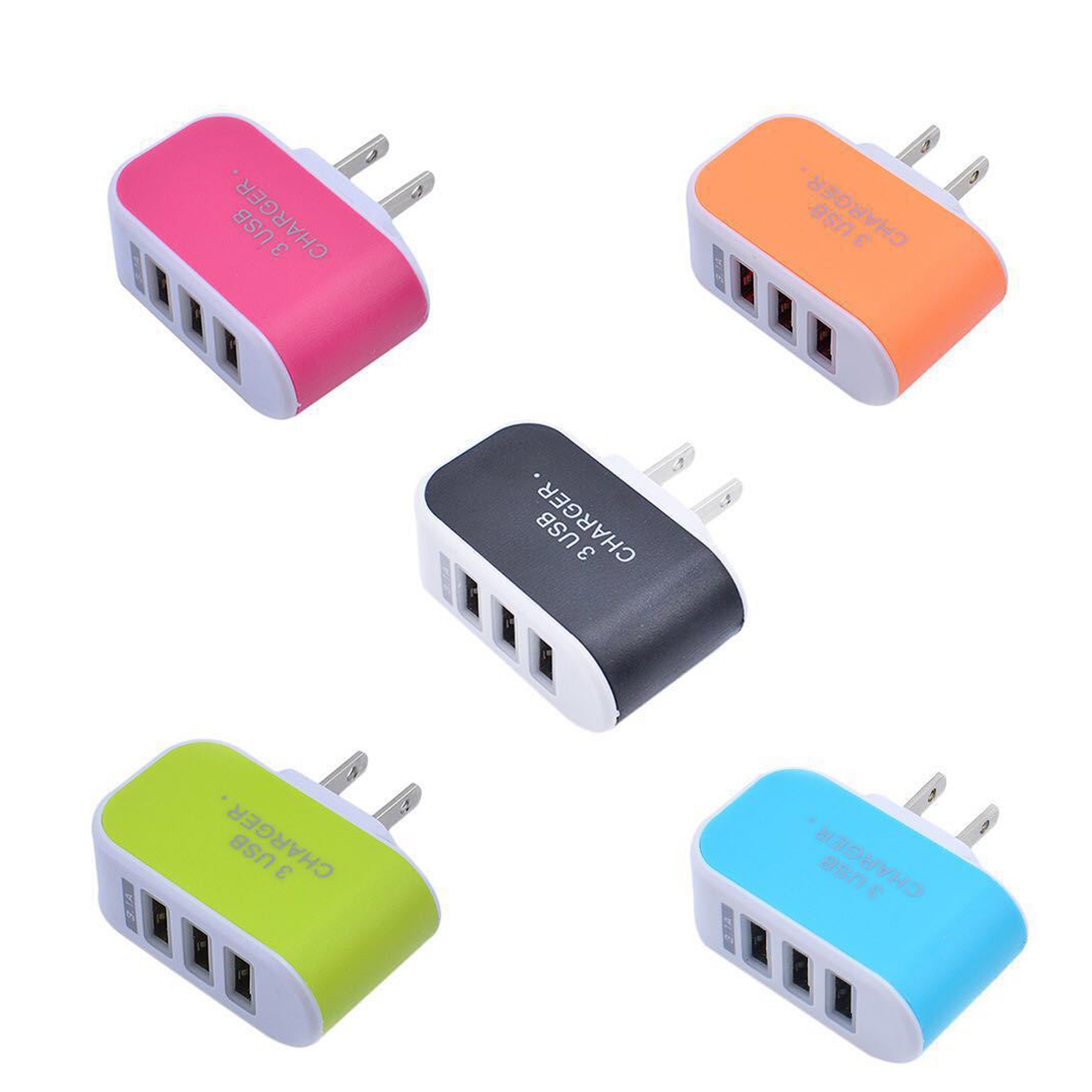 Full Color 3 Port USB Wall Charger With Led 2