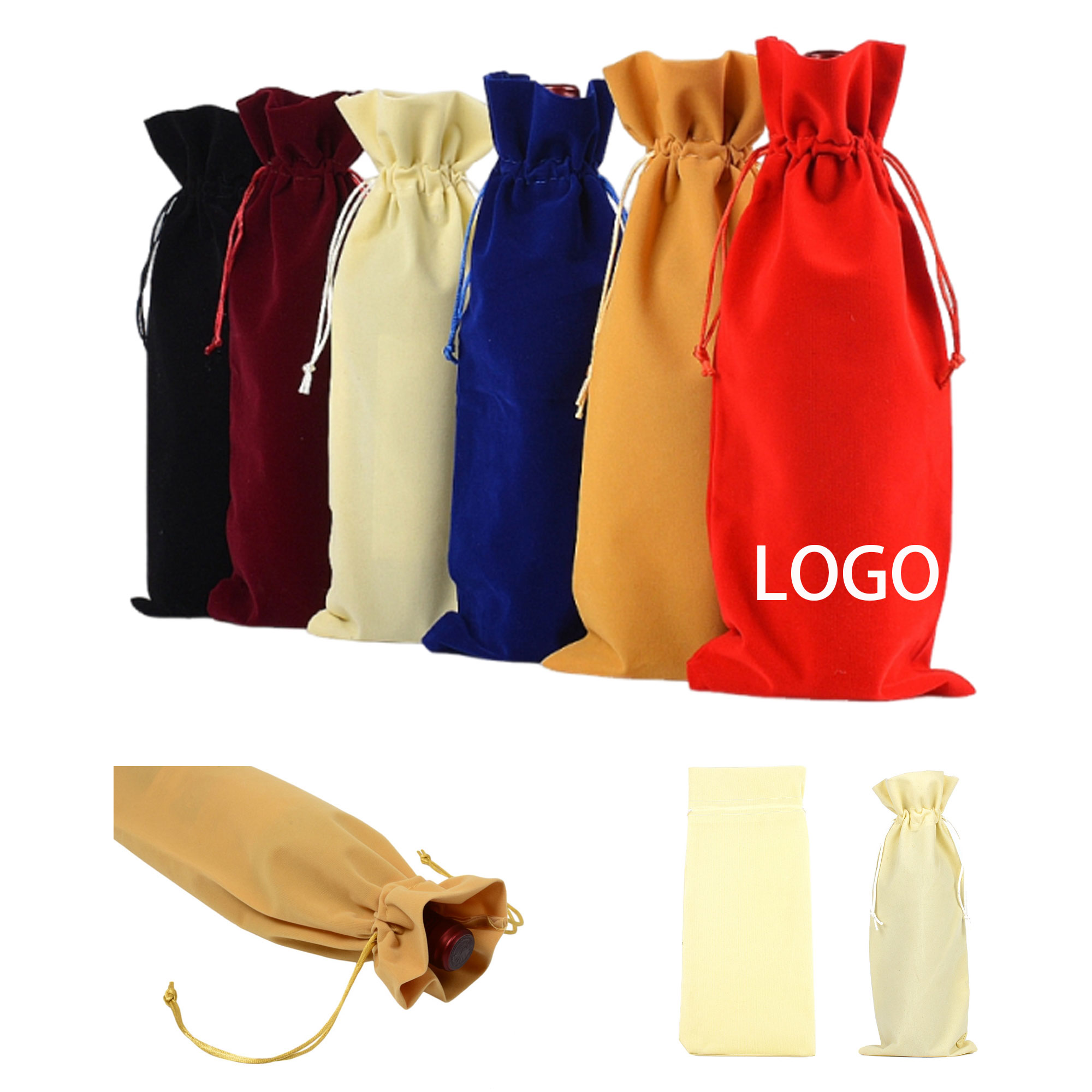Velvet Wine Bag W/ Drawstring 2