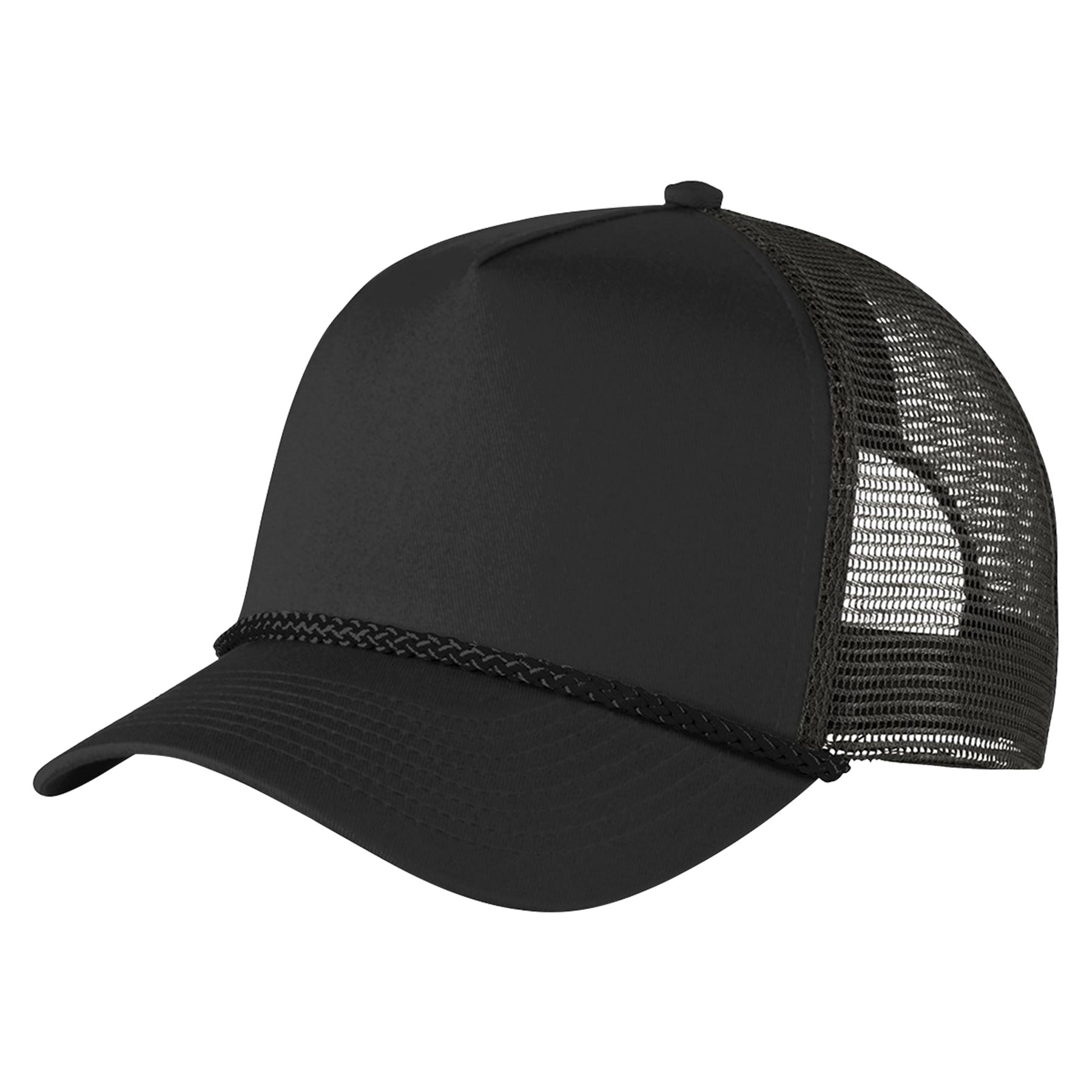 Structured 5 Panel Curved Bill Trucker Cap with Rope 20