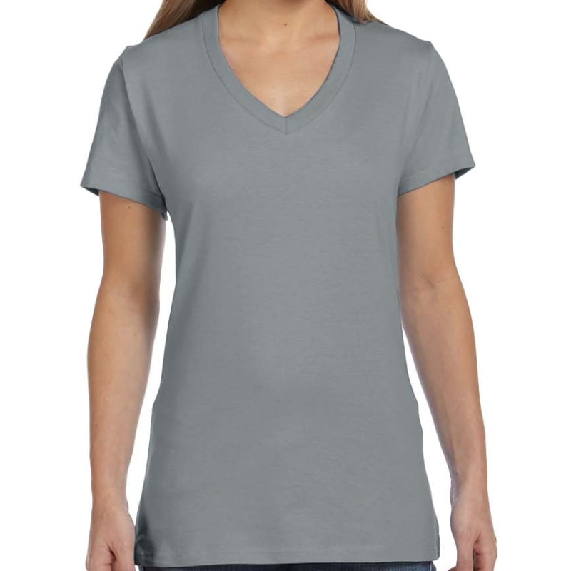 Hanes Ladies 4.5 Oz., 100% Ringspun Cotton Nano-T® V-Neck T- 25