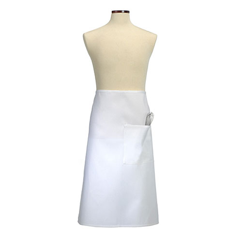 White Full Bistro Apron with Divided Pocket 2
