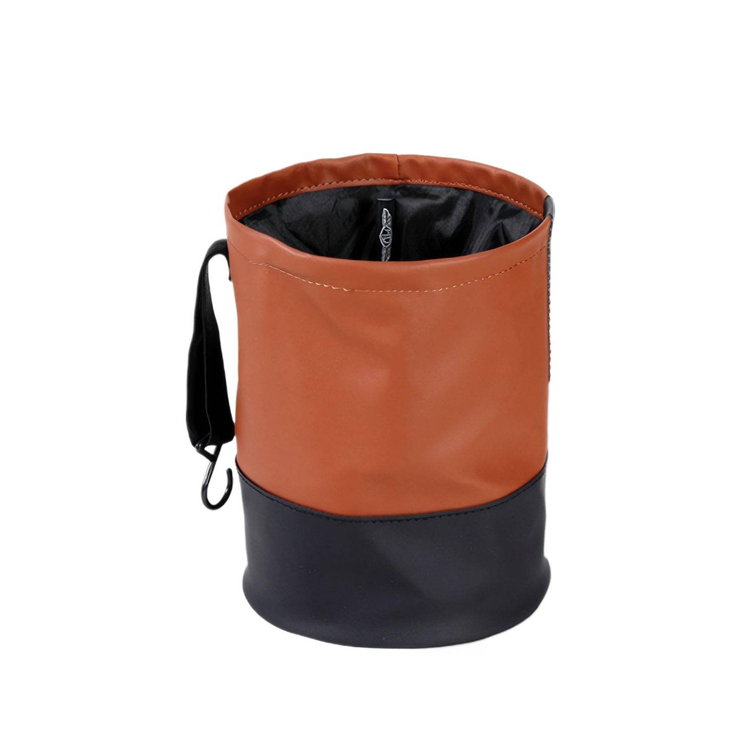 Foldable Synthetic Nappa Leather Car Trash Can w/ Hook 3